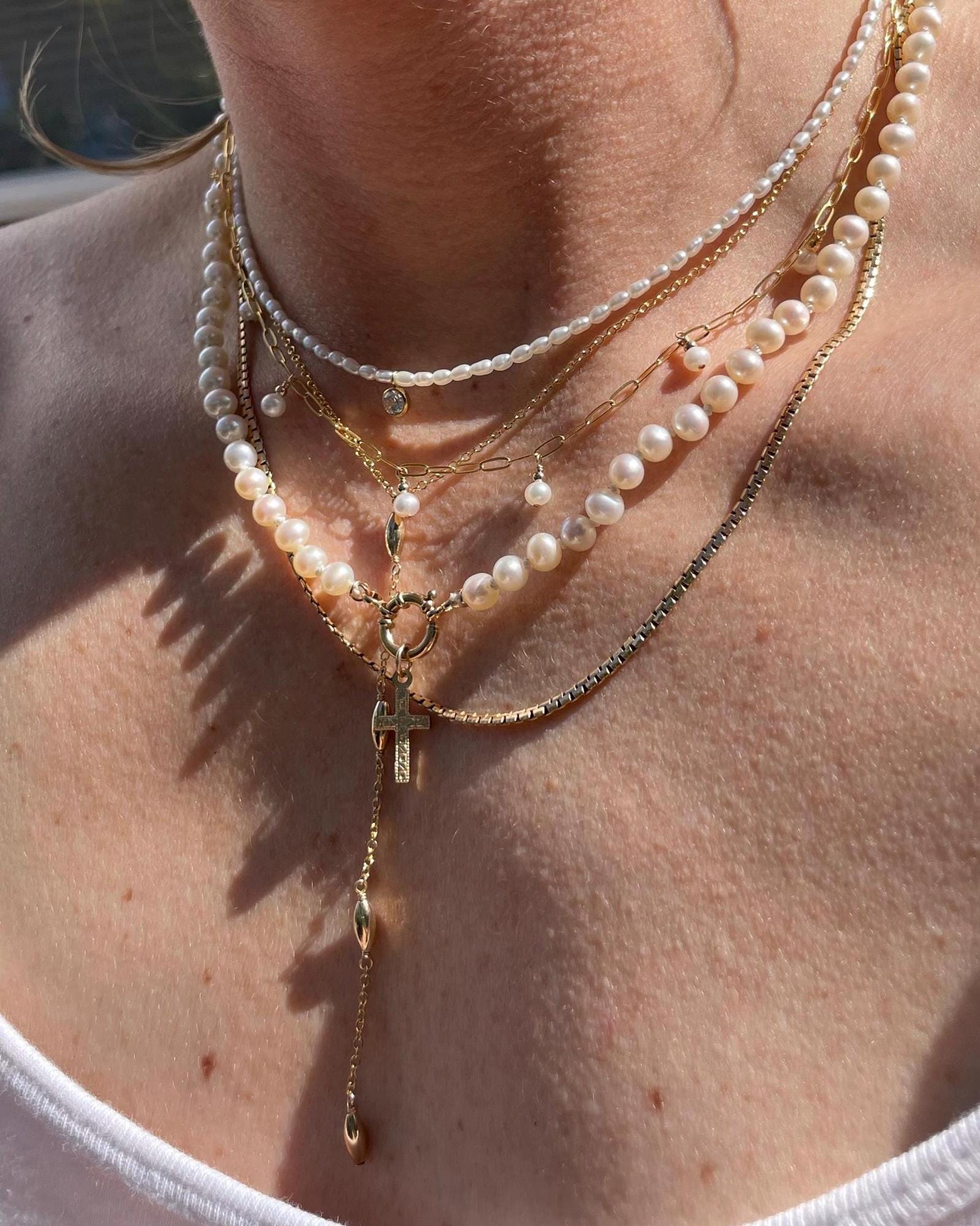 Beaded Gemstone Necklace with CZ Charm Hannah May Jewelry