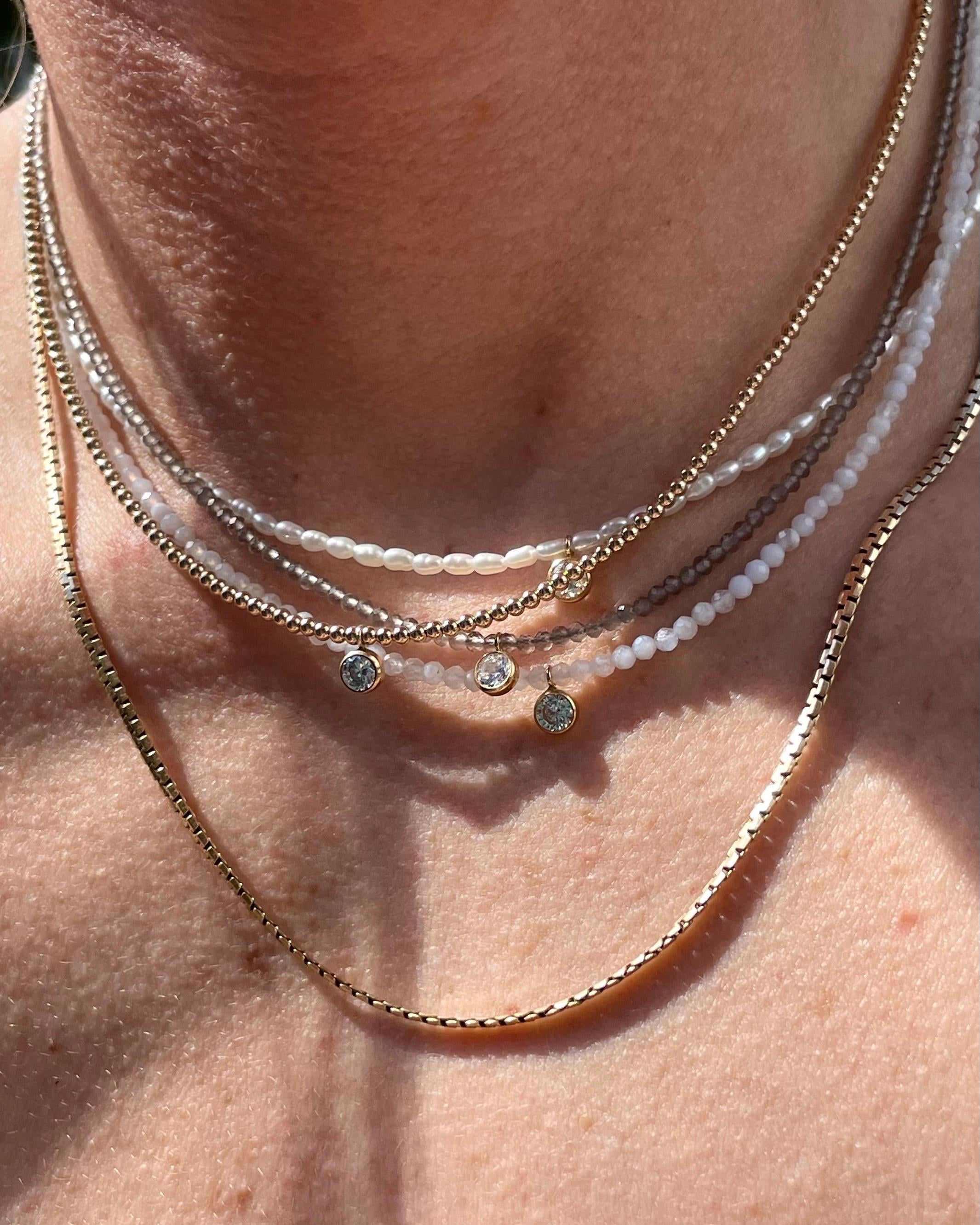 CZ Beaded Gold Necklace by Hannah May Jewelry