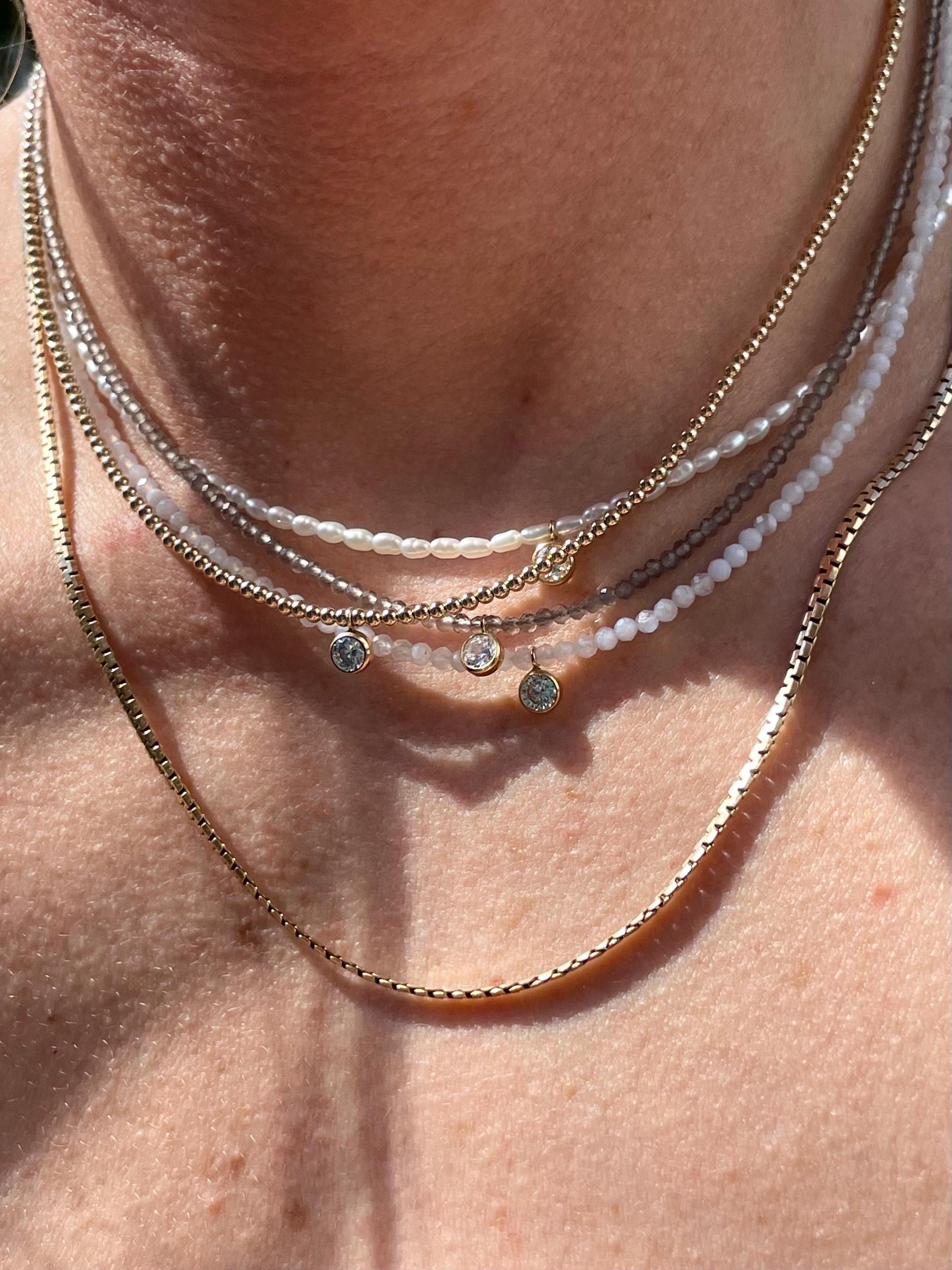 CZ Beaded Gold Necklace, 14k Gold Filled and Sterling Silver Hannah May Jewelry