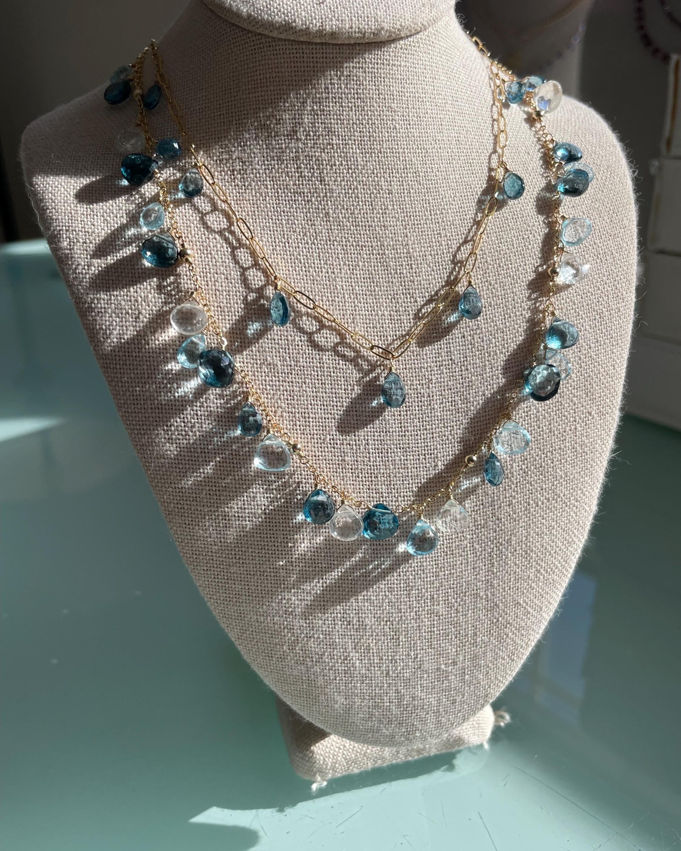 Confetti Gemstone Blue Topaz Necklace Hannah May Jewelry