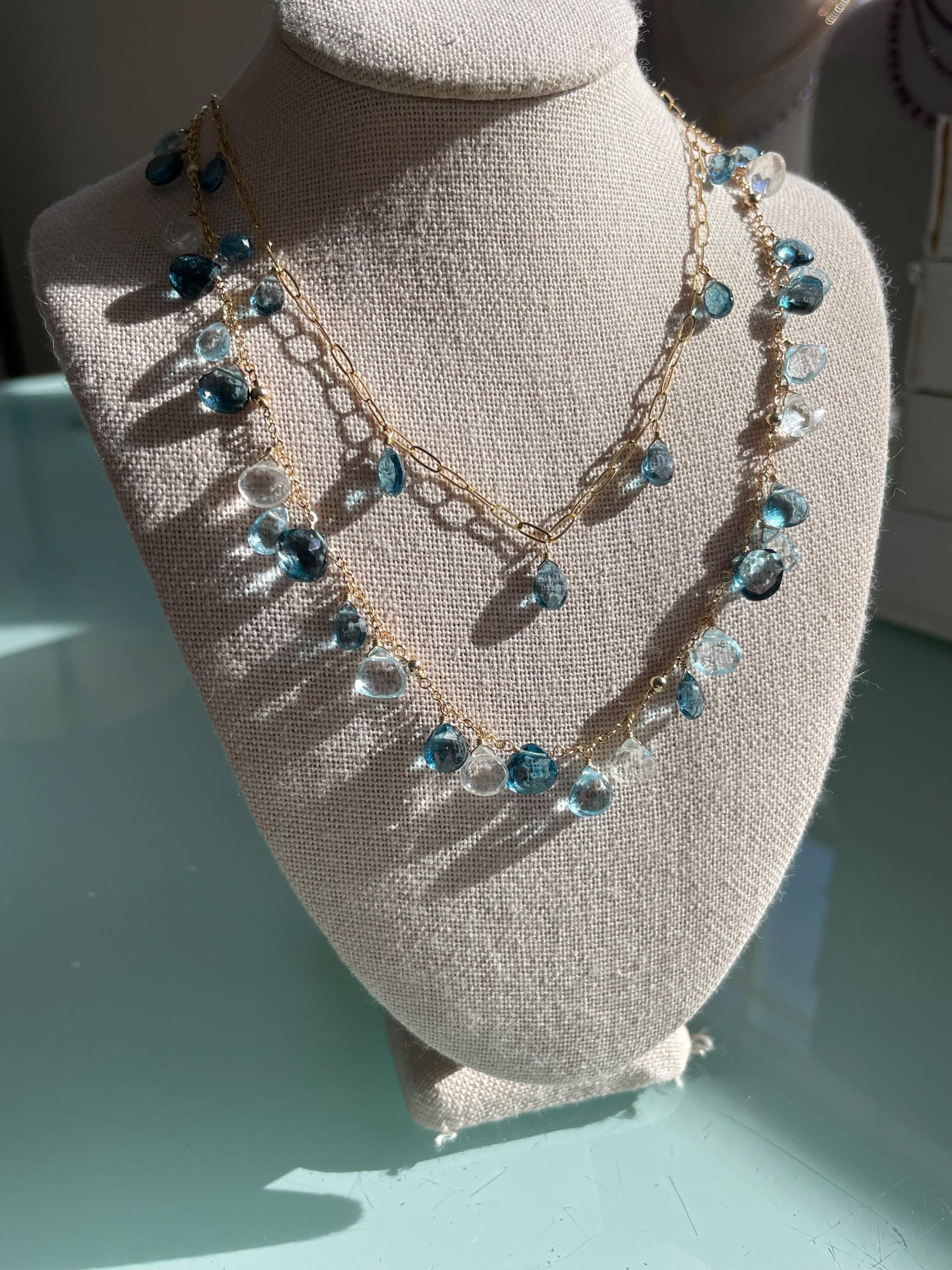 Confetti Gemstone Blue Topaz Necklace Hannah May Jewelry