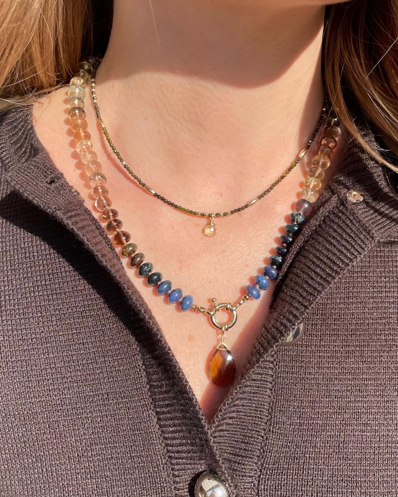 Neutral Silk Knotted Gemstone Necklace Hannah May Jewelry