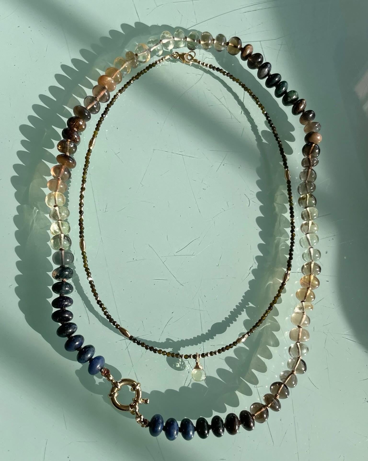 Neutral Silk Knotted Gemstone Necklace Hannah May Jewelry