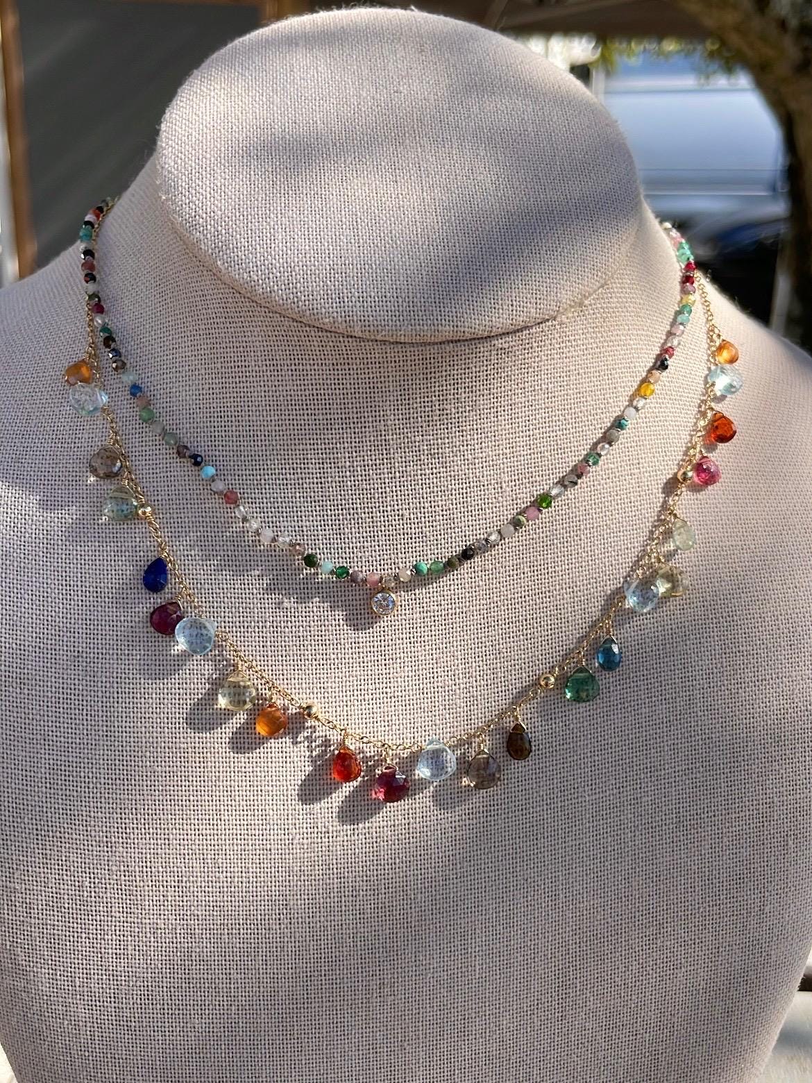 Dainty 2mm Silk Knotted Gemstone Necklace Hannah May Jewelry