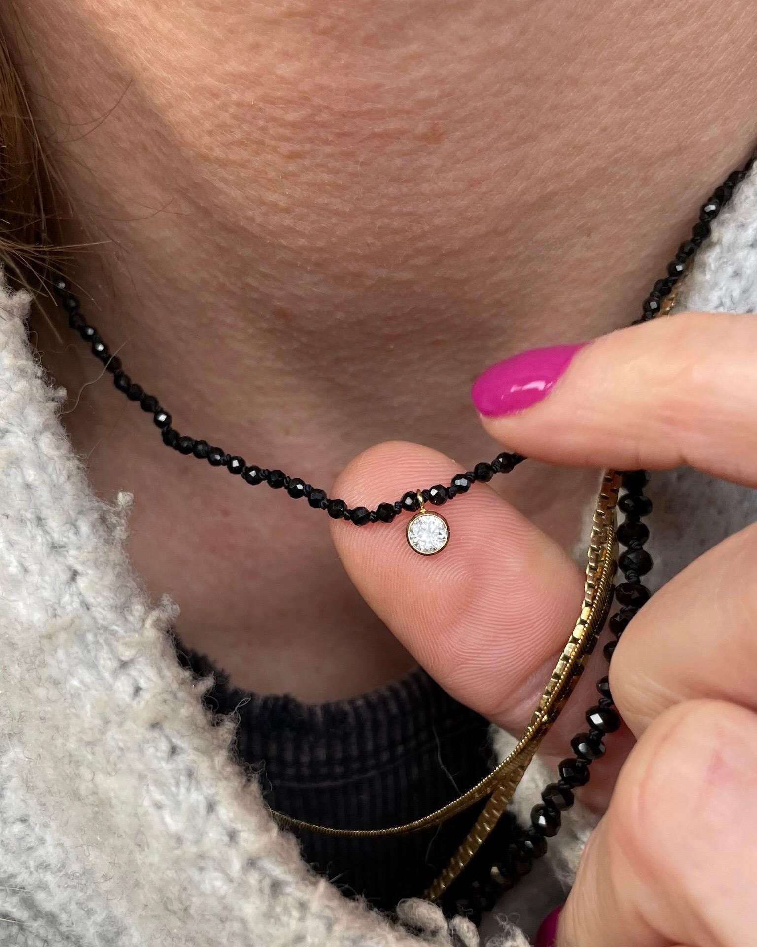 Dainty 2mm Silk Knotted Gemstone Necklace Hannah May Jewelry