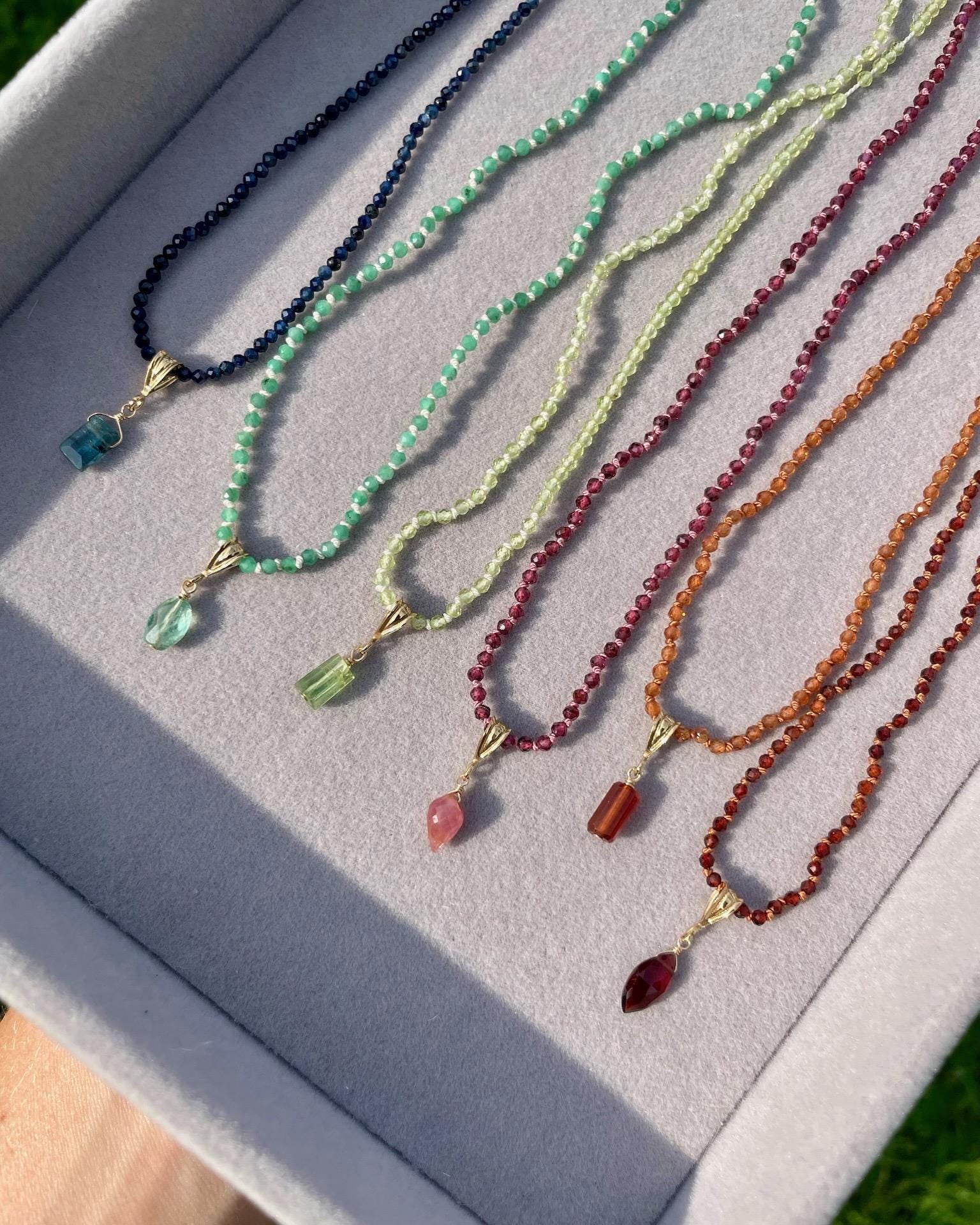 Dainty 2mm Silk Knotted Gemstone Necklace Hannah May Jewelry