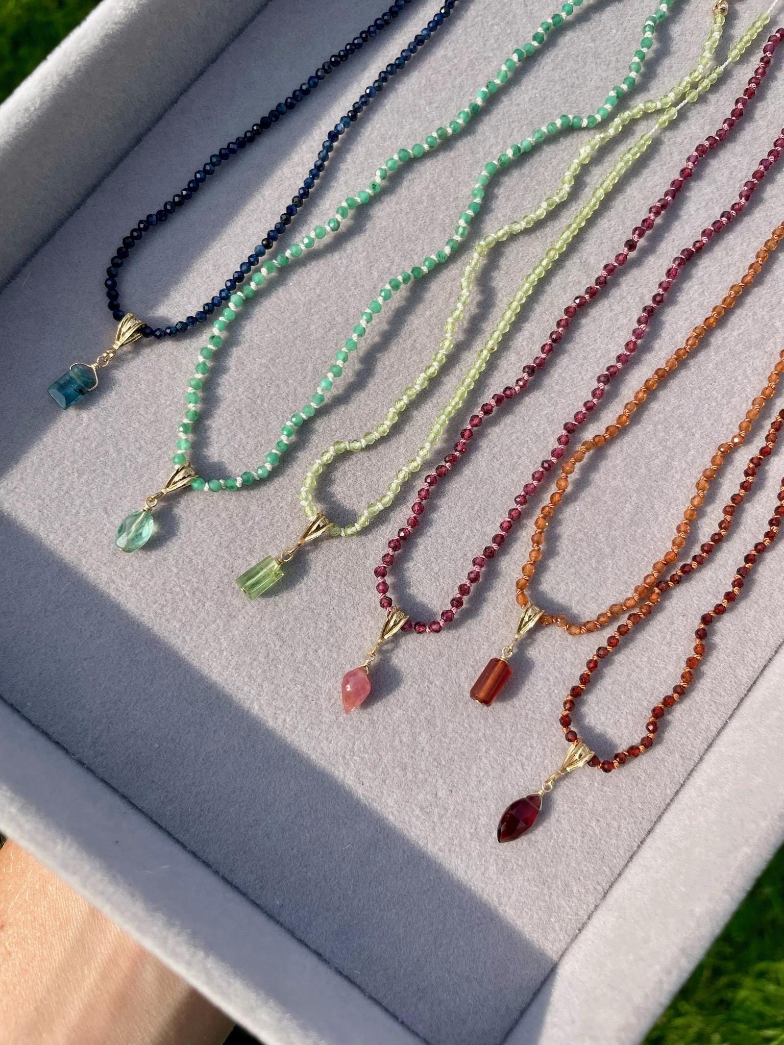 Dainty 2mm Silk Knotted Gemstone Necklace Hannah May Jewelry