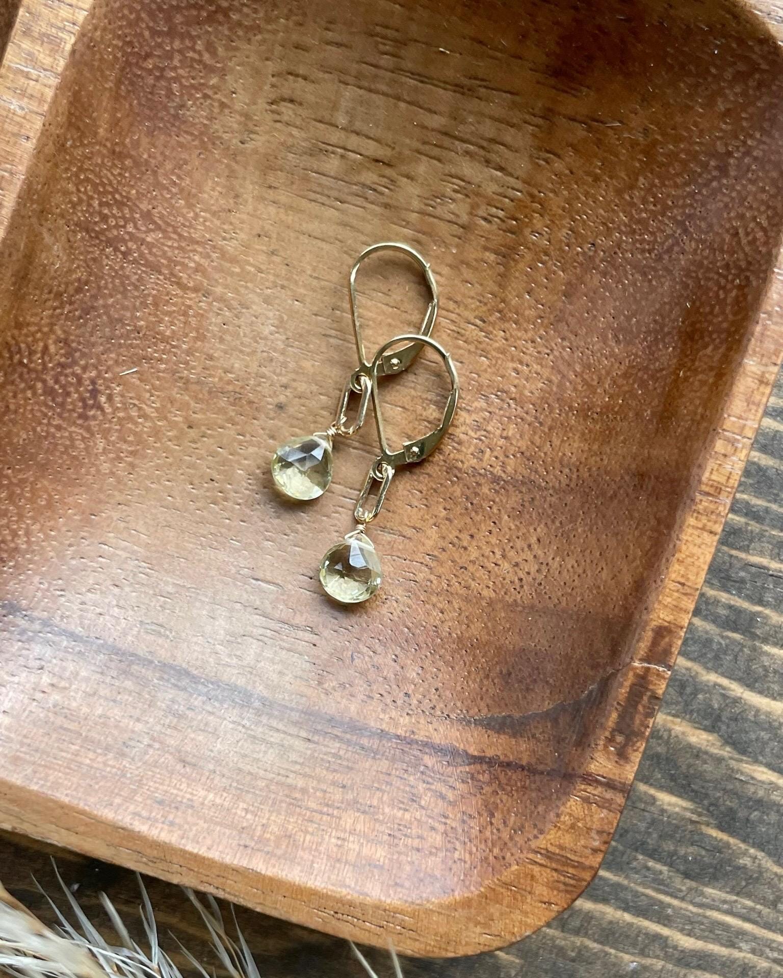 Paperclip Gemstone Earrings, 14k Gold Filled Hannah May Jewelry