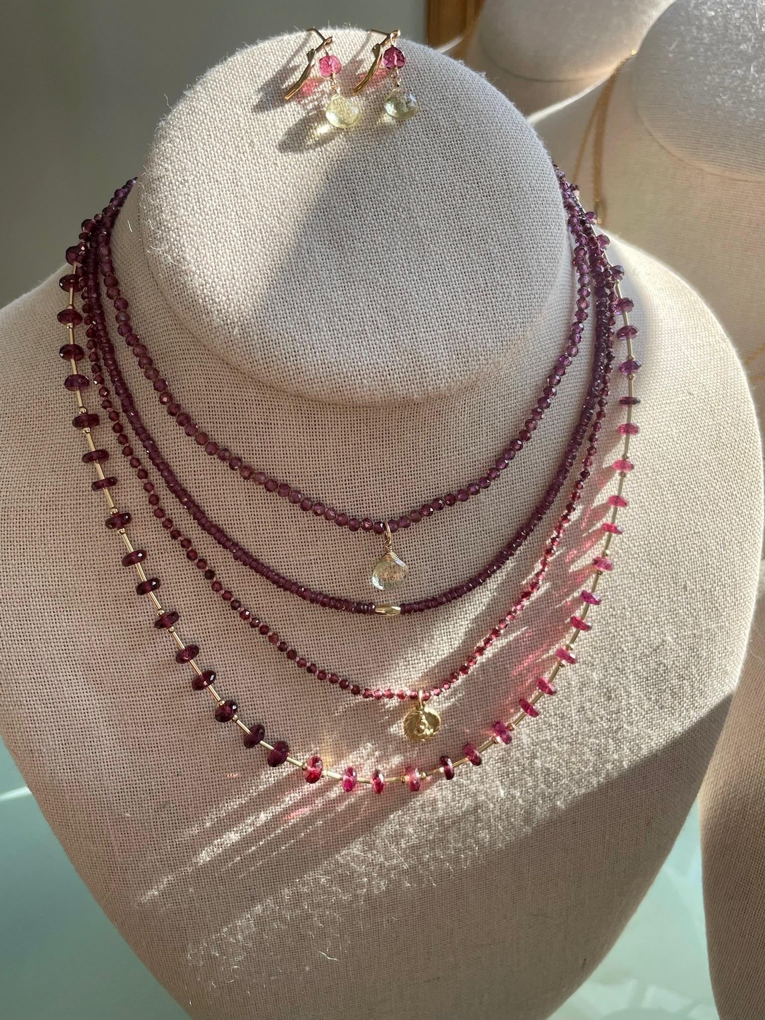 Malaya Garnet Beaded Gold Bar Necklace Hannah May Jewelry