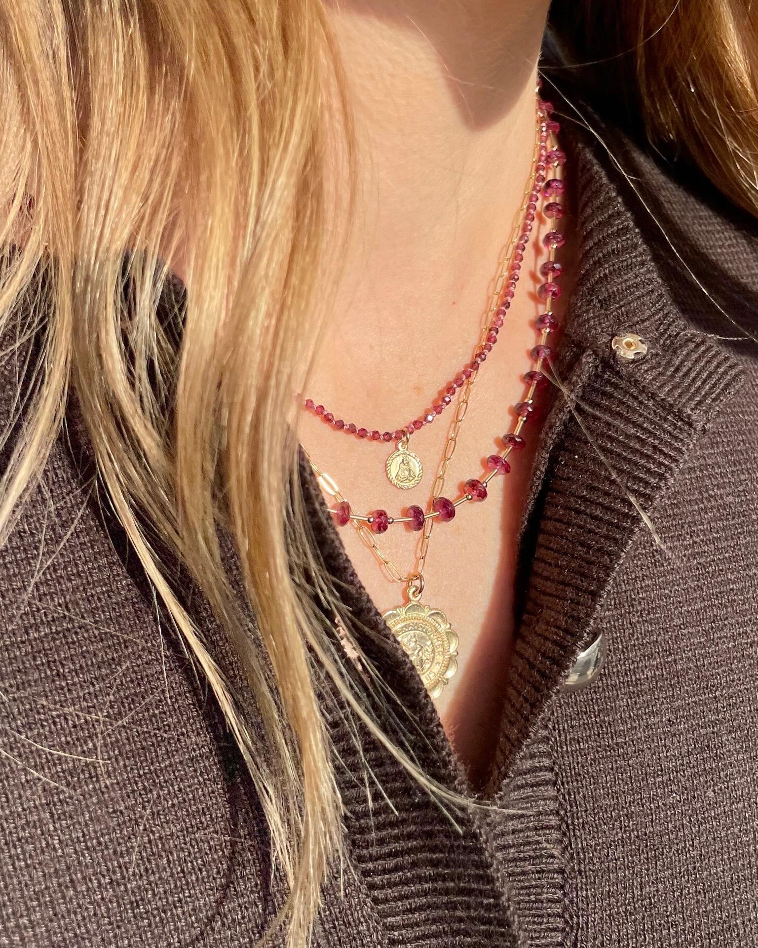 Malaya Garnet Beaded Gold Bar Necklace Hannah May Jewelry