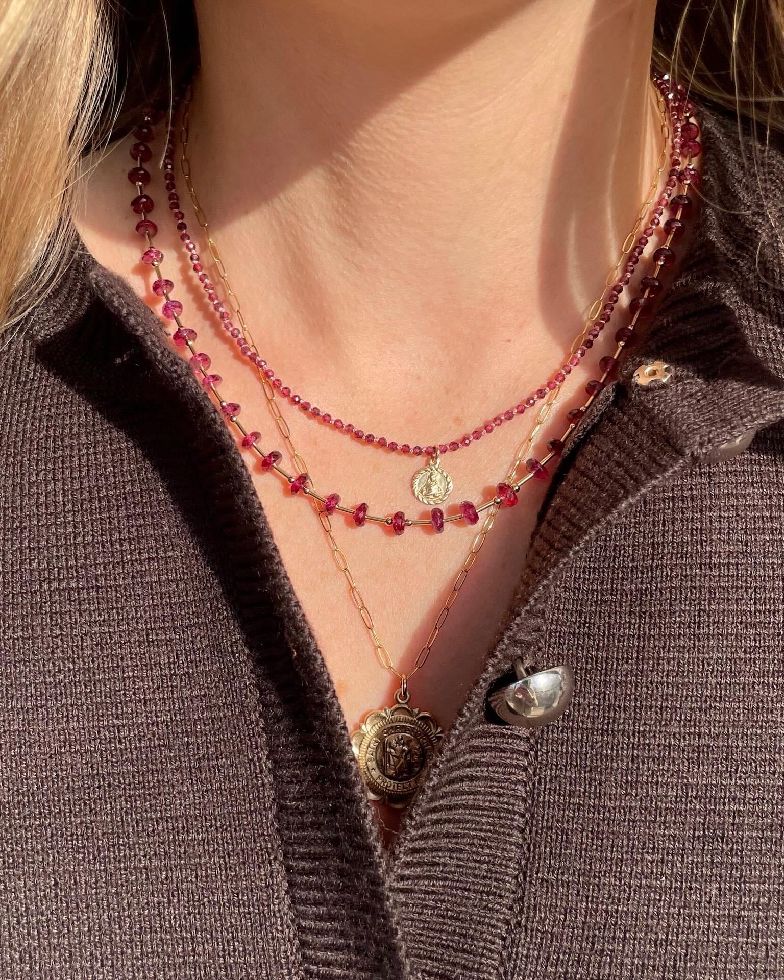 Malaya Garnet Beaded Gold Bar Necklace Hannah May Jewelry