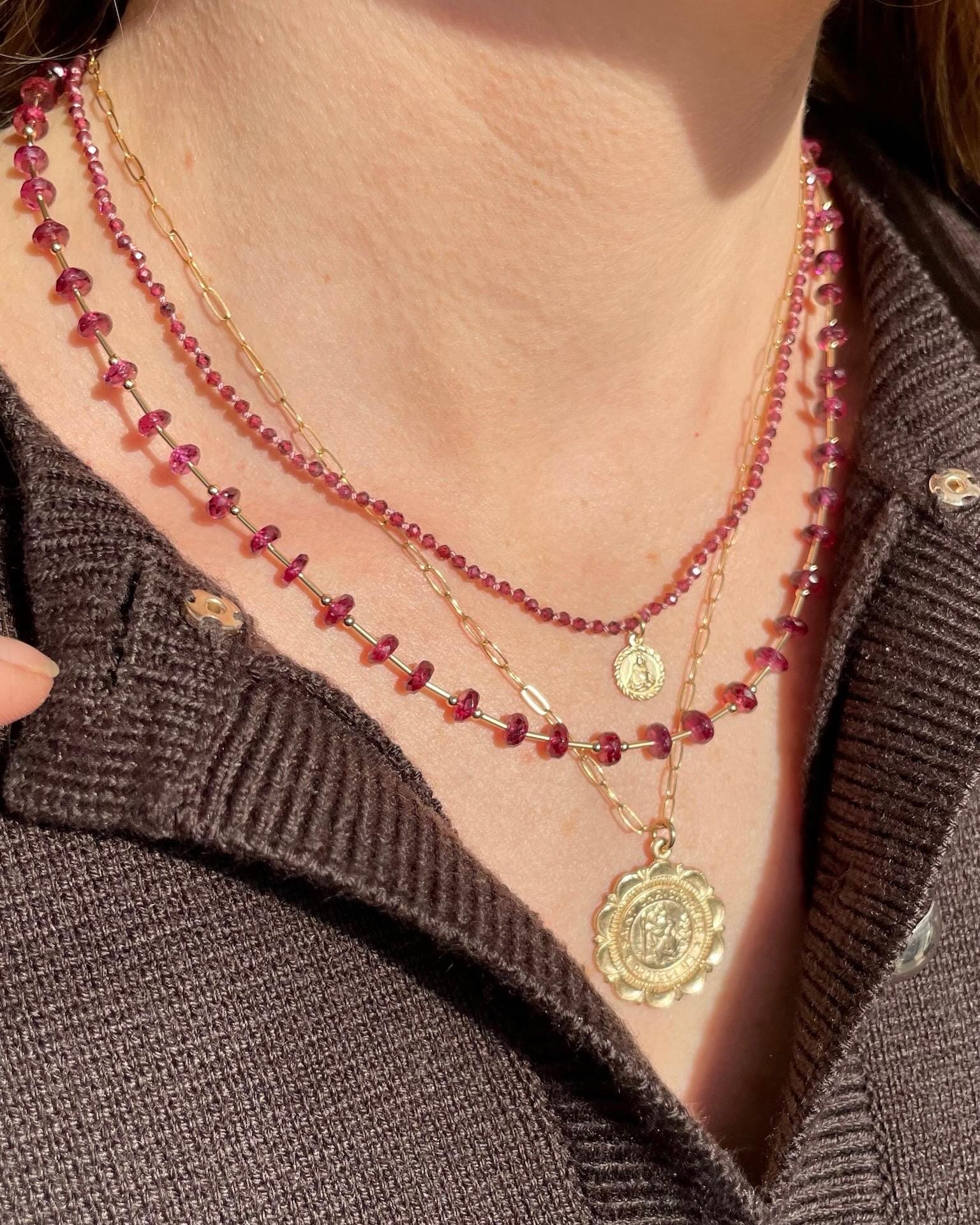 Malaya Garnet Beaded Gold Bar Necklace Hannah May Jewelry