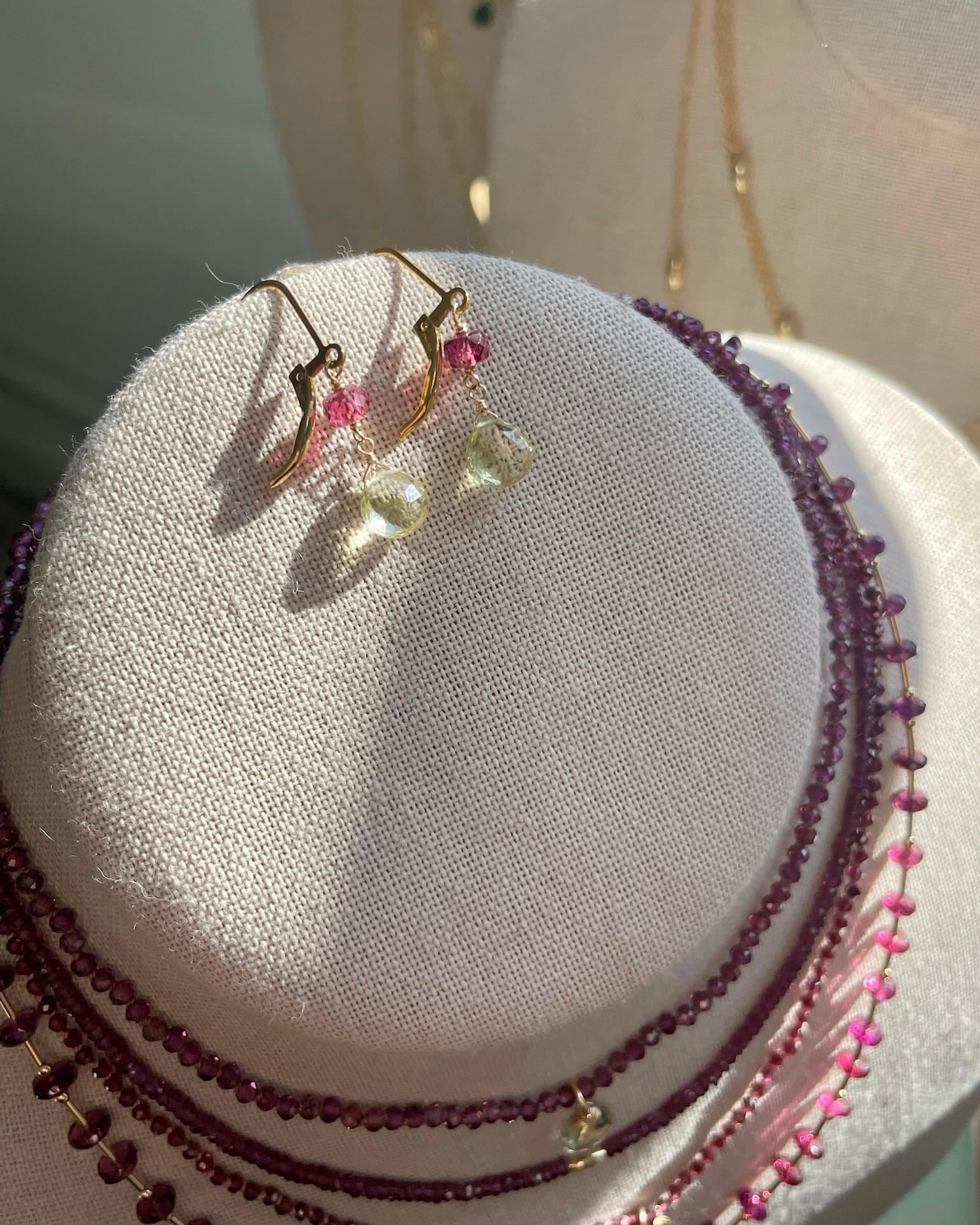 Malaya Garnet Beaded Gold Bar Necklace Hannah May Jewelry