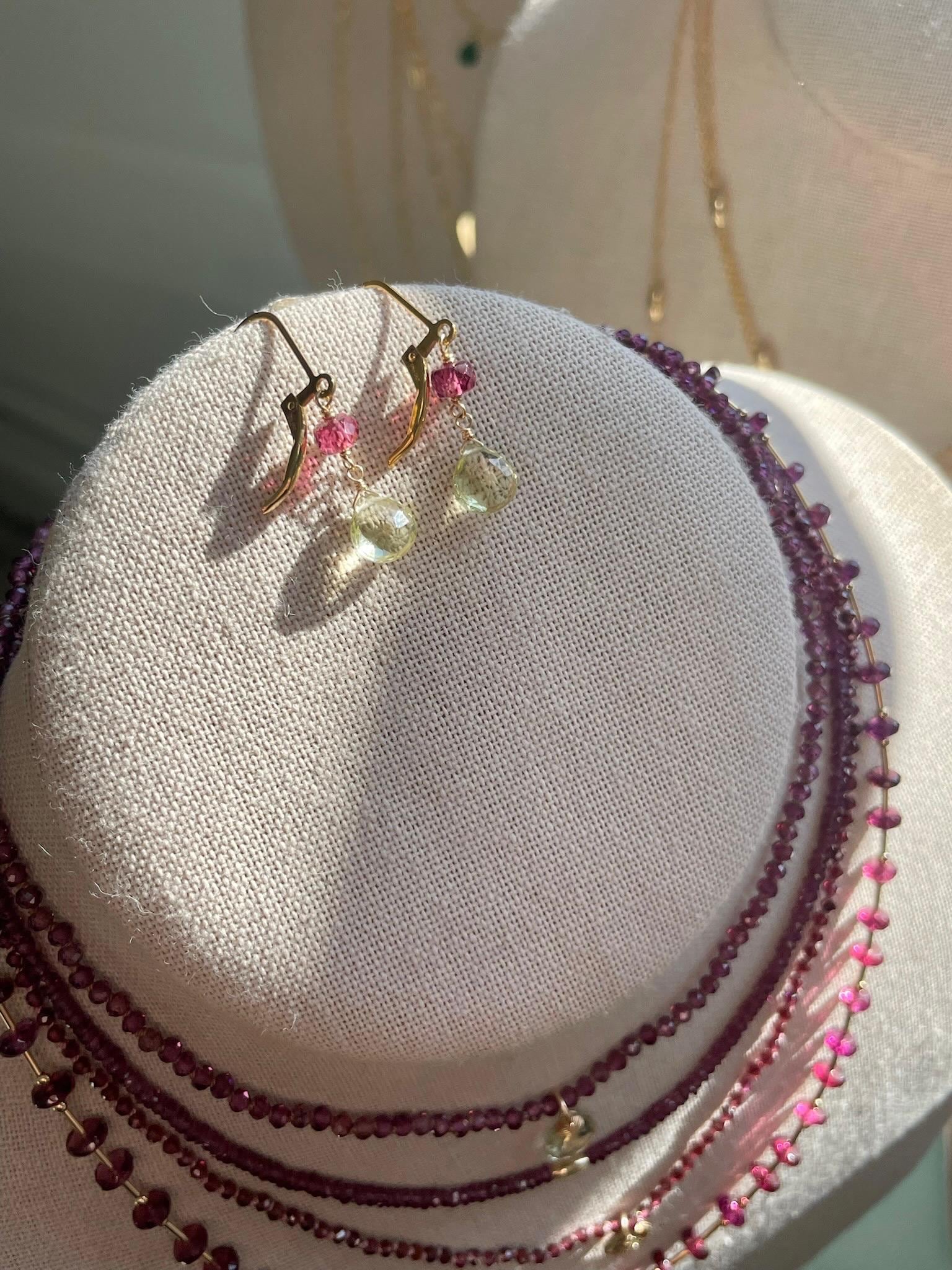 Malaya Garnet Beaded Gold Bar Necklace Hannah May Jewelry