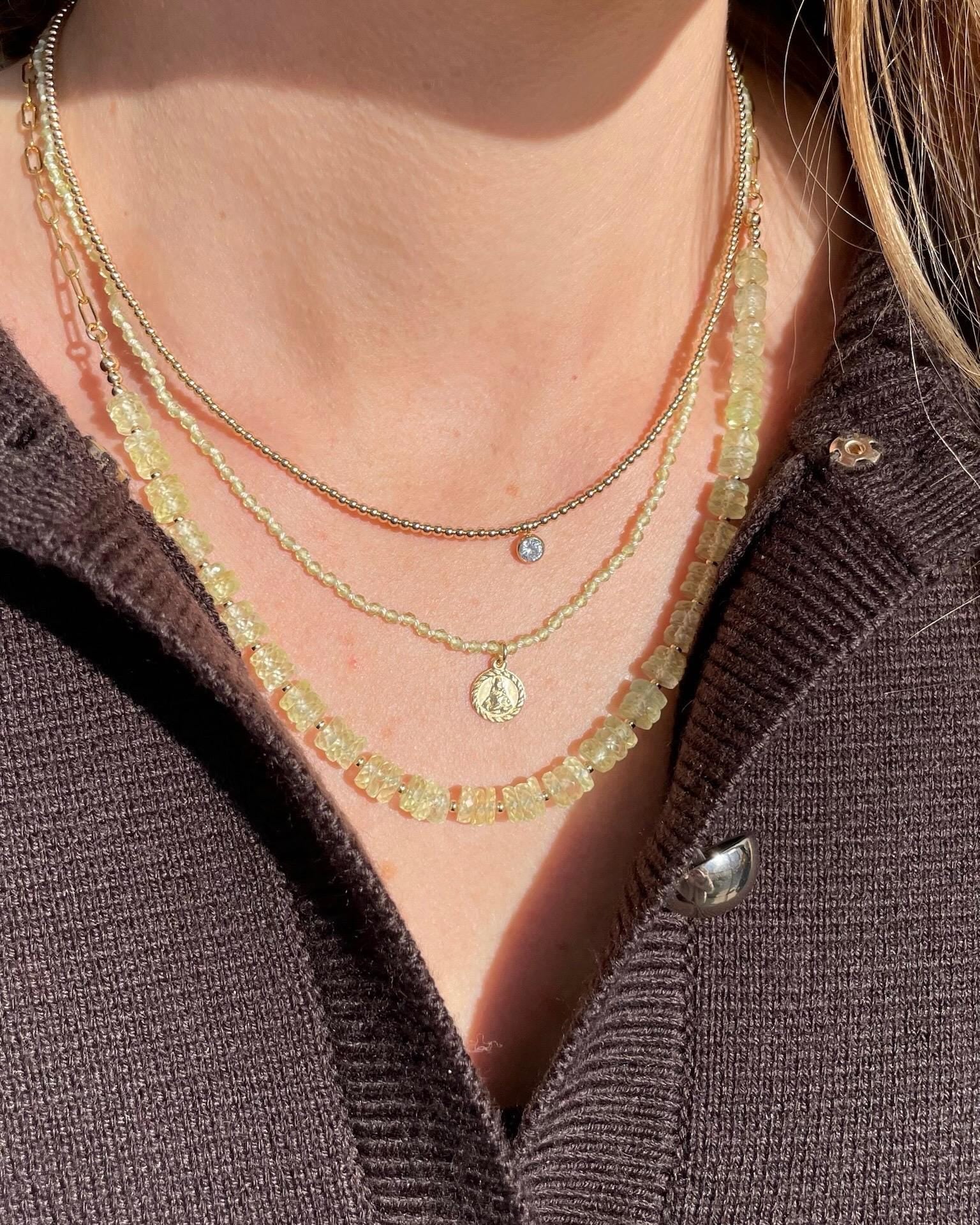 Prehnite Necklace Faceted Heishi Hannah May Jewelry