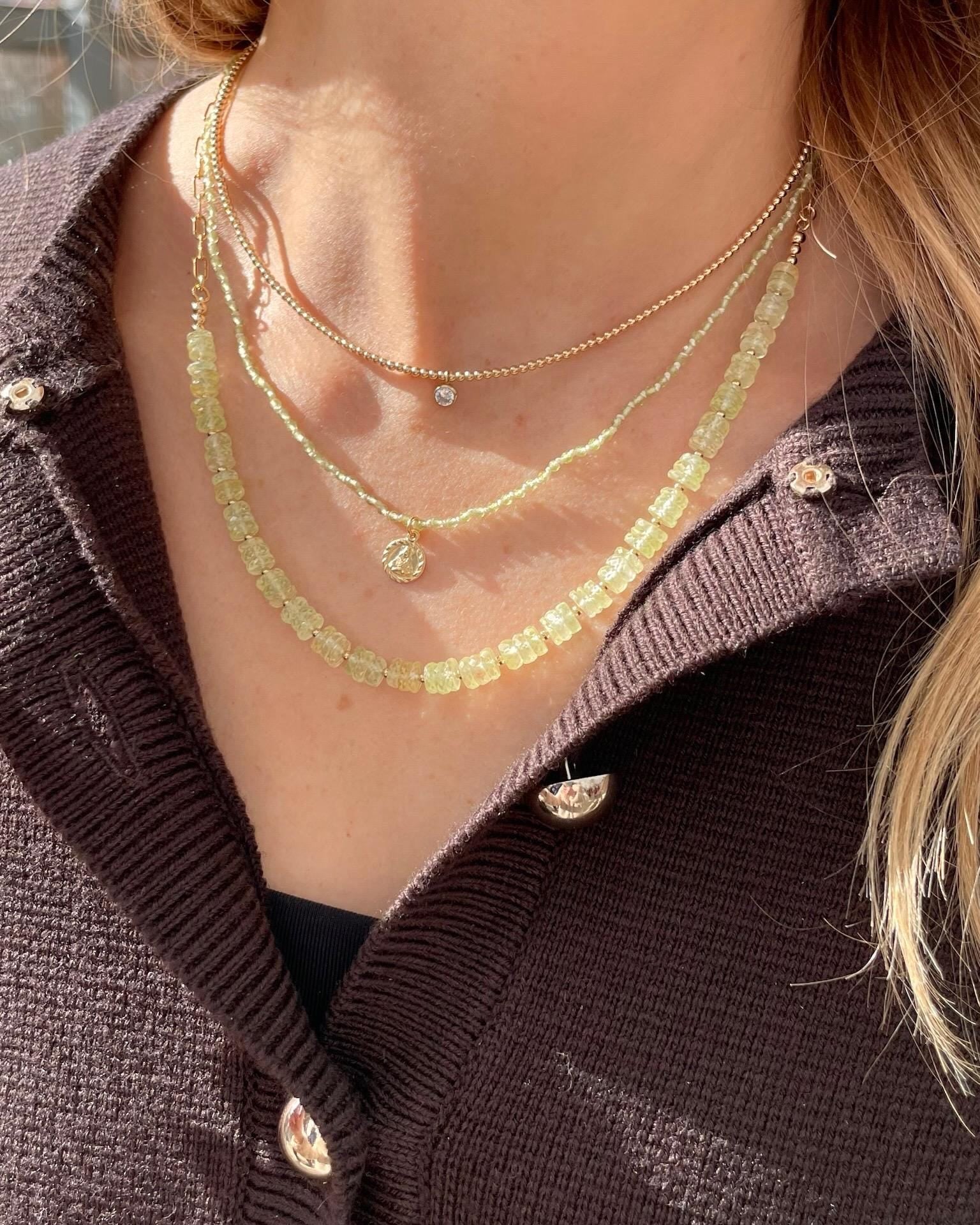 Prehnite Necklace Faceted Heishi Hannah May Jewelry