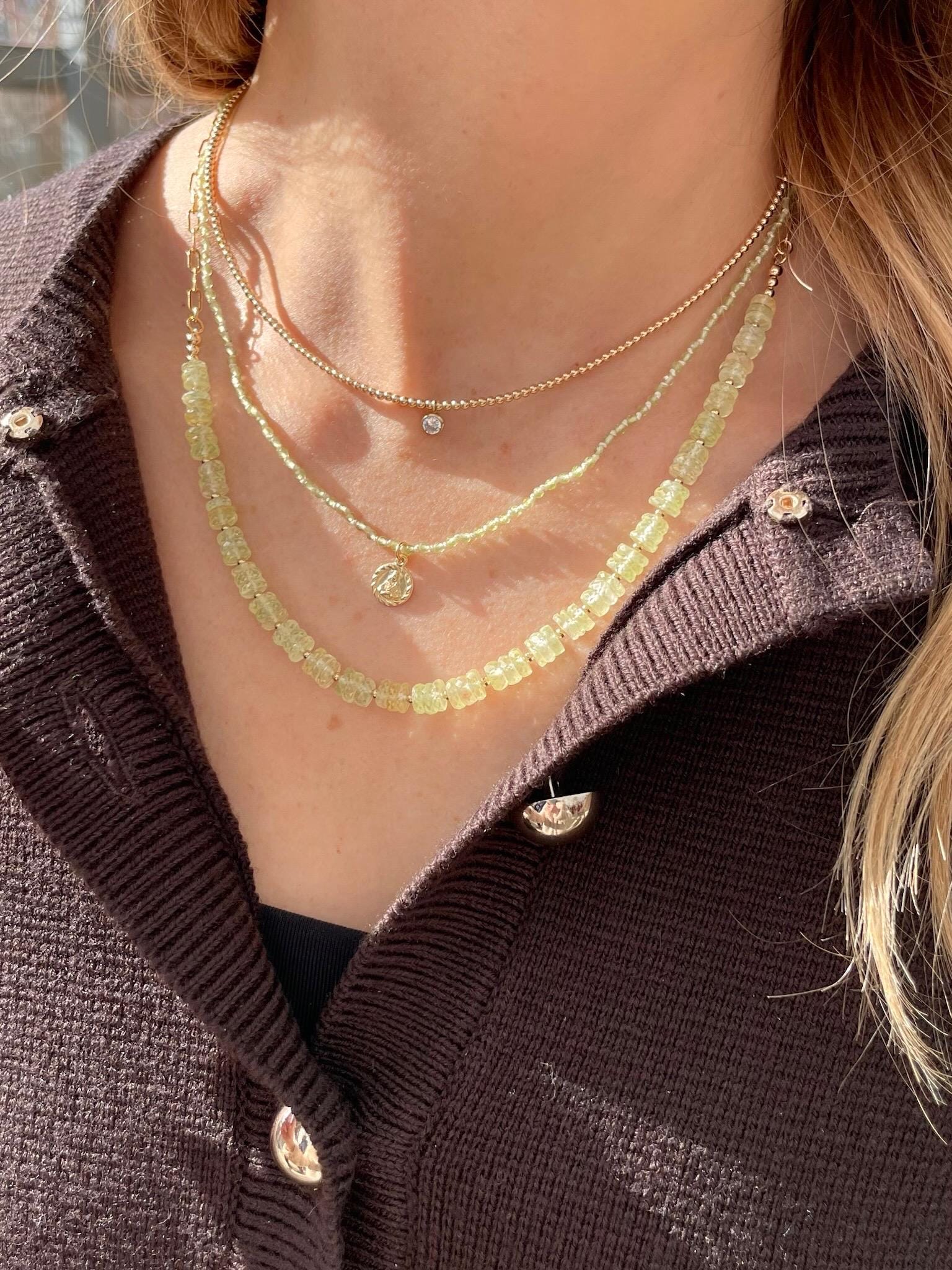 Prehnite Heishi Necklace by Hannah May Jewelry