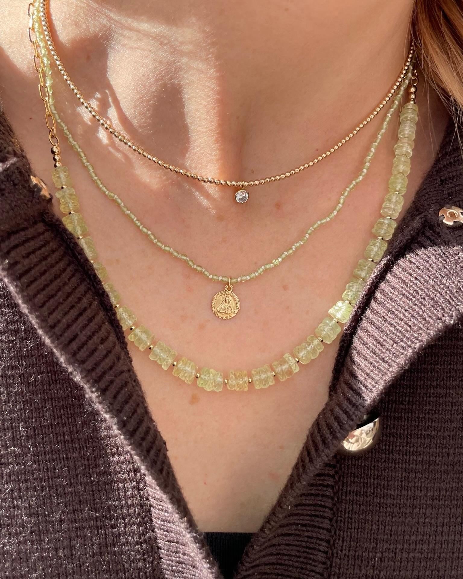 Prehnite Necklace Faceted Heishi Hannah May Jewelry