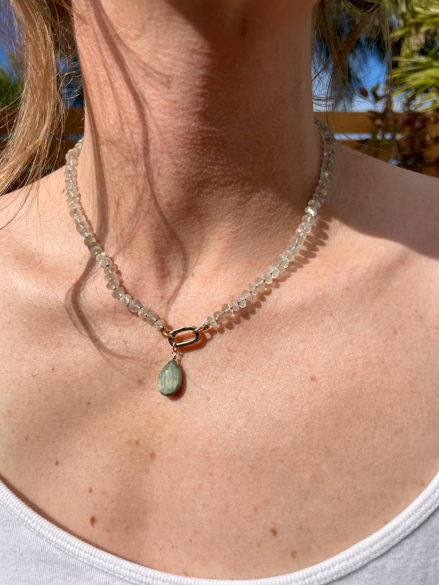 White Moonstone Silk Knotted Necklace Hannah May Jewelry