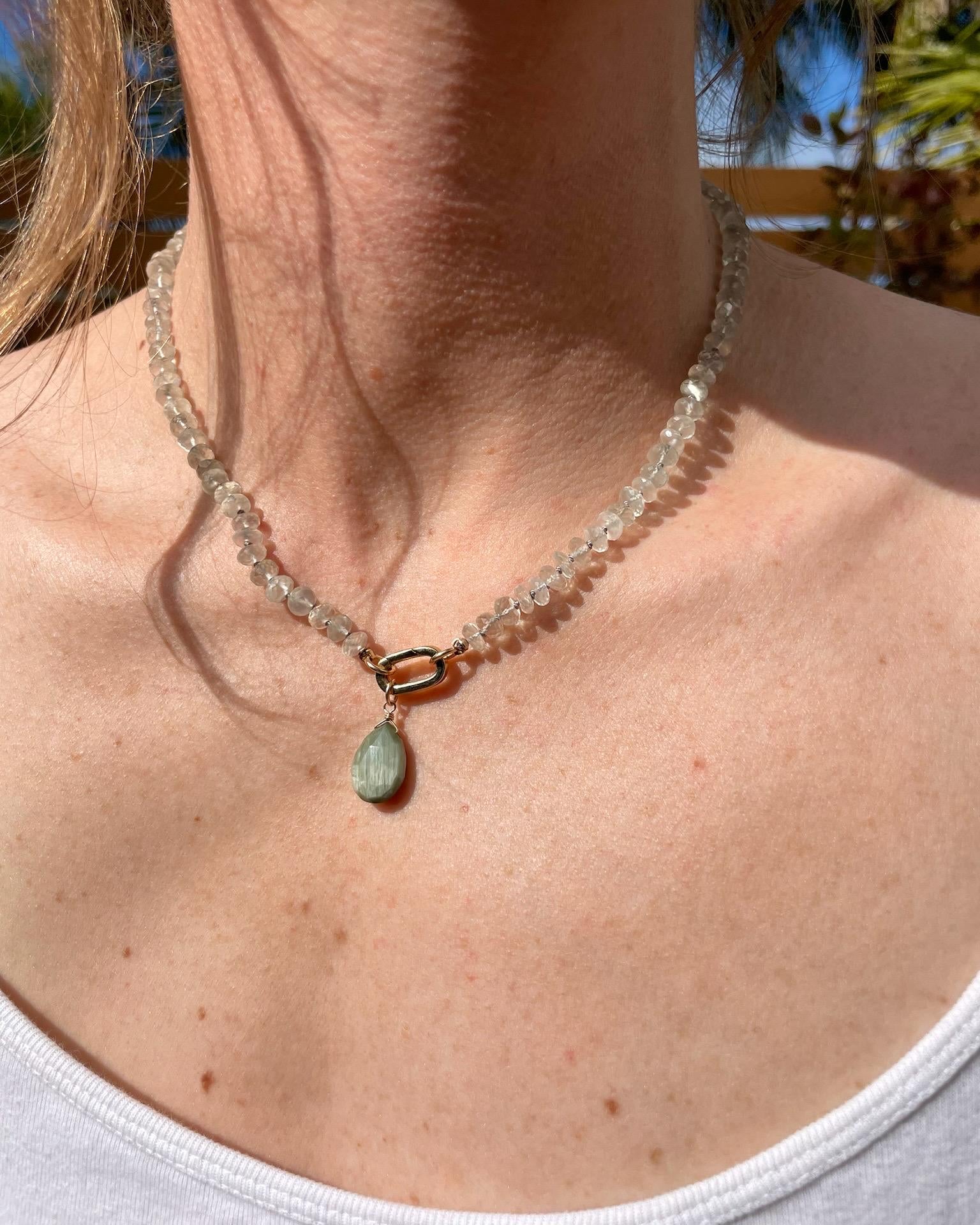 White Moonstone Silk Knotted Necklace by Hannah May Jewelry