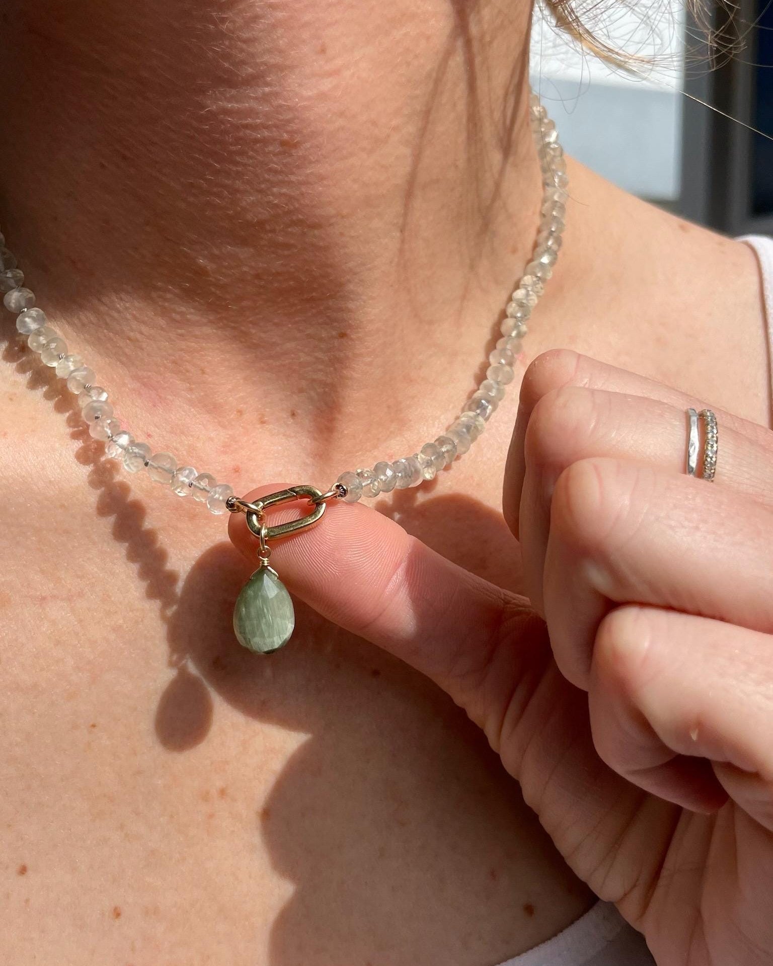 White Moonstone Silk Knotted Necklace Hannah May Jewelry