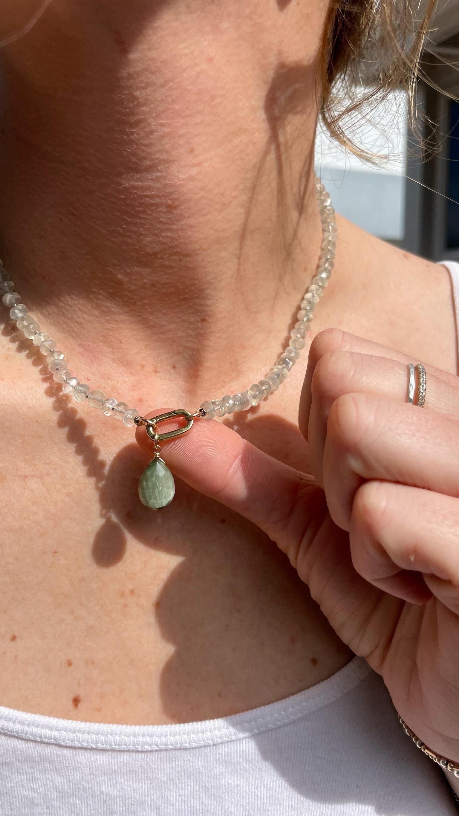 White Moonstone Silk Knotted Necklace Hannah May Jewelry