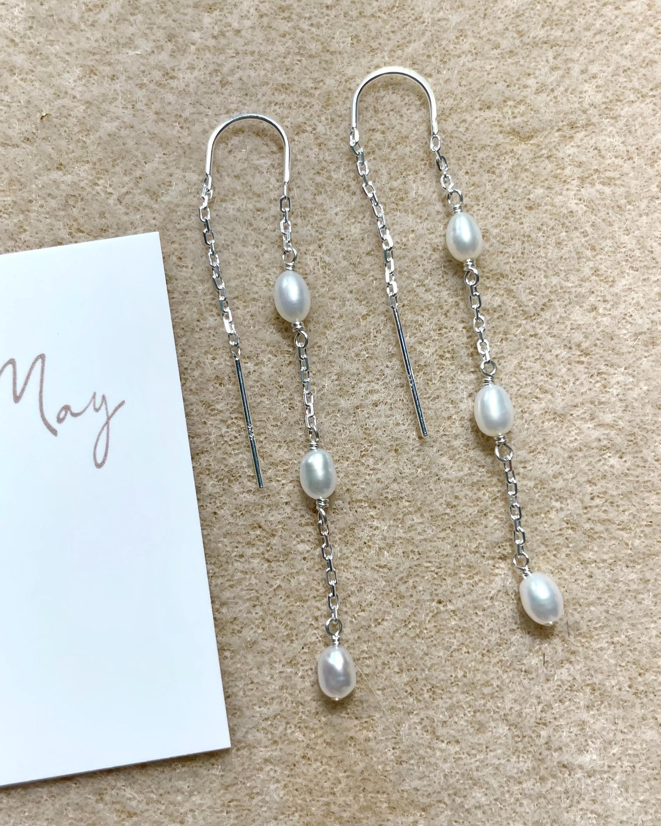Pearl Threader Earrings Hannah May Jewelry