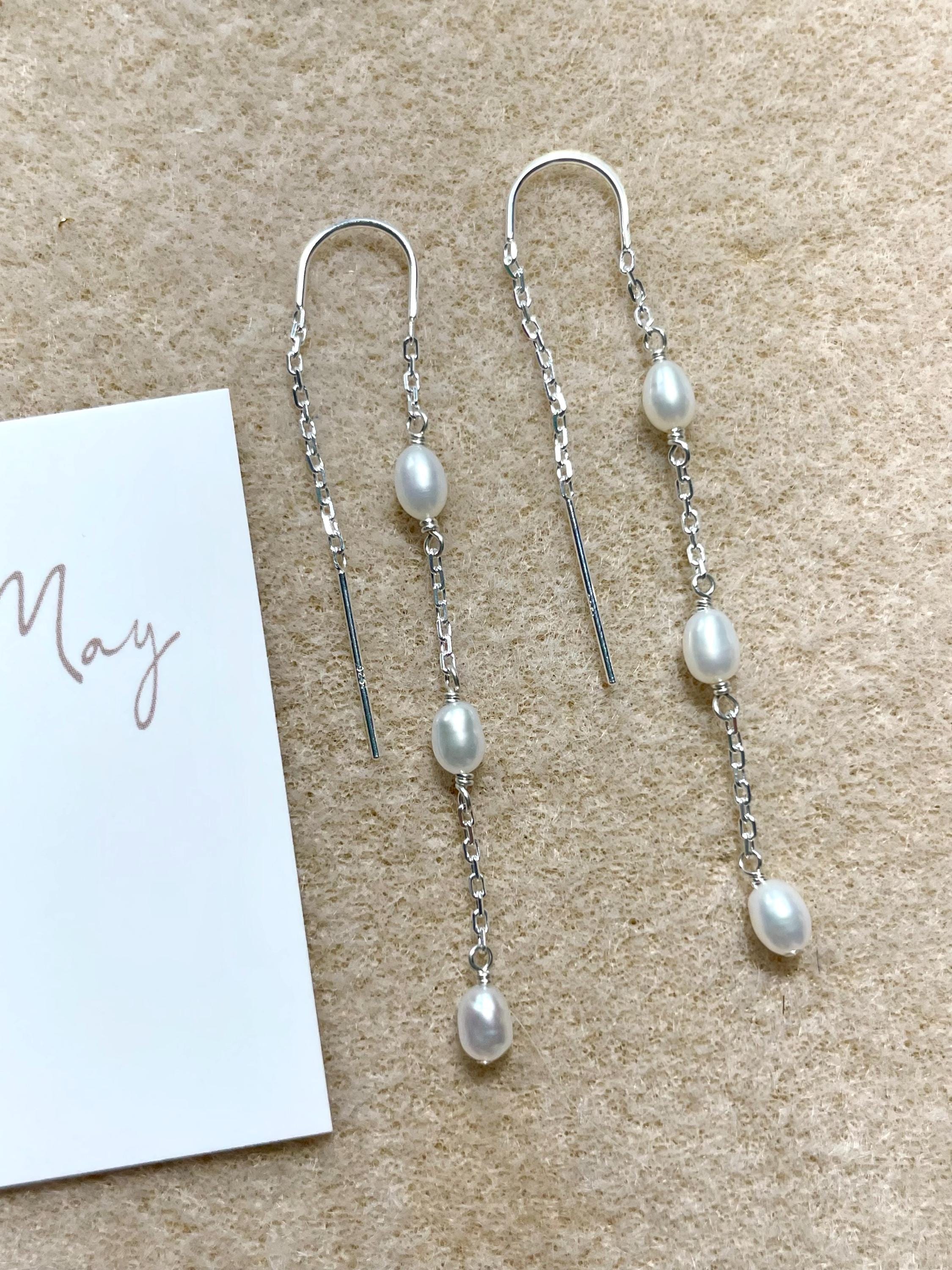 Pearl Threader Earrings Hannah May Jewelry