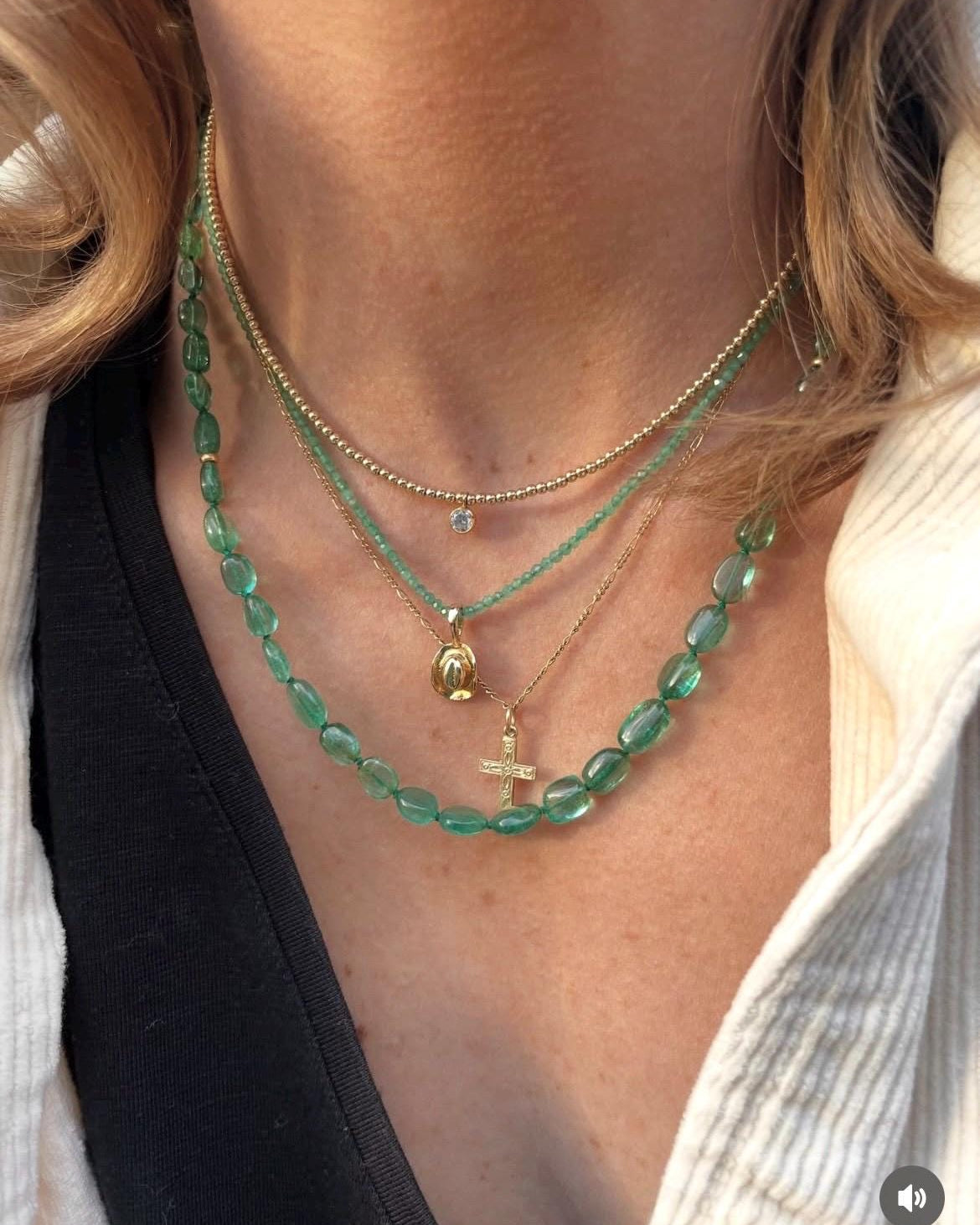 CZ Beaded Gold Necklace, 14k Gold Filled and Sterling Silver Hannah May Jewelry