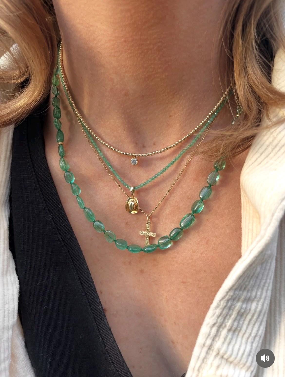 CZ Beaded Gold Necklace, 14k Gold Filled and Sterling Silver Hannah May Jewelry