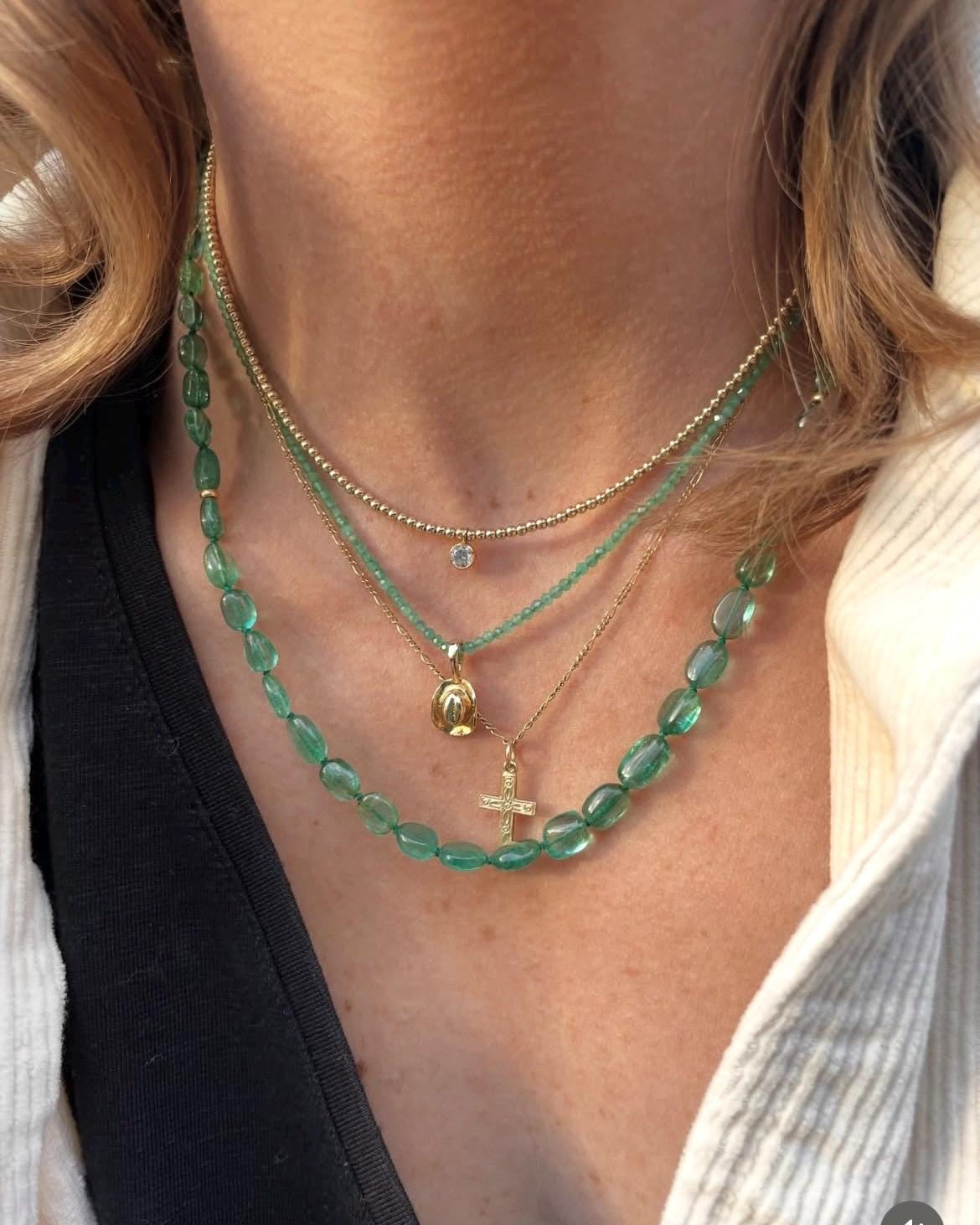 CZ Beaded Gold Necklace by Hannah May Jewelry