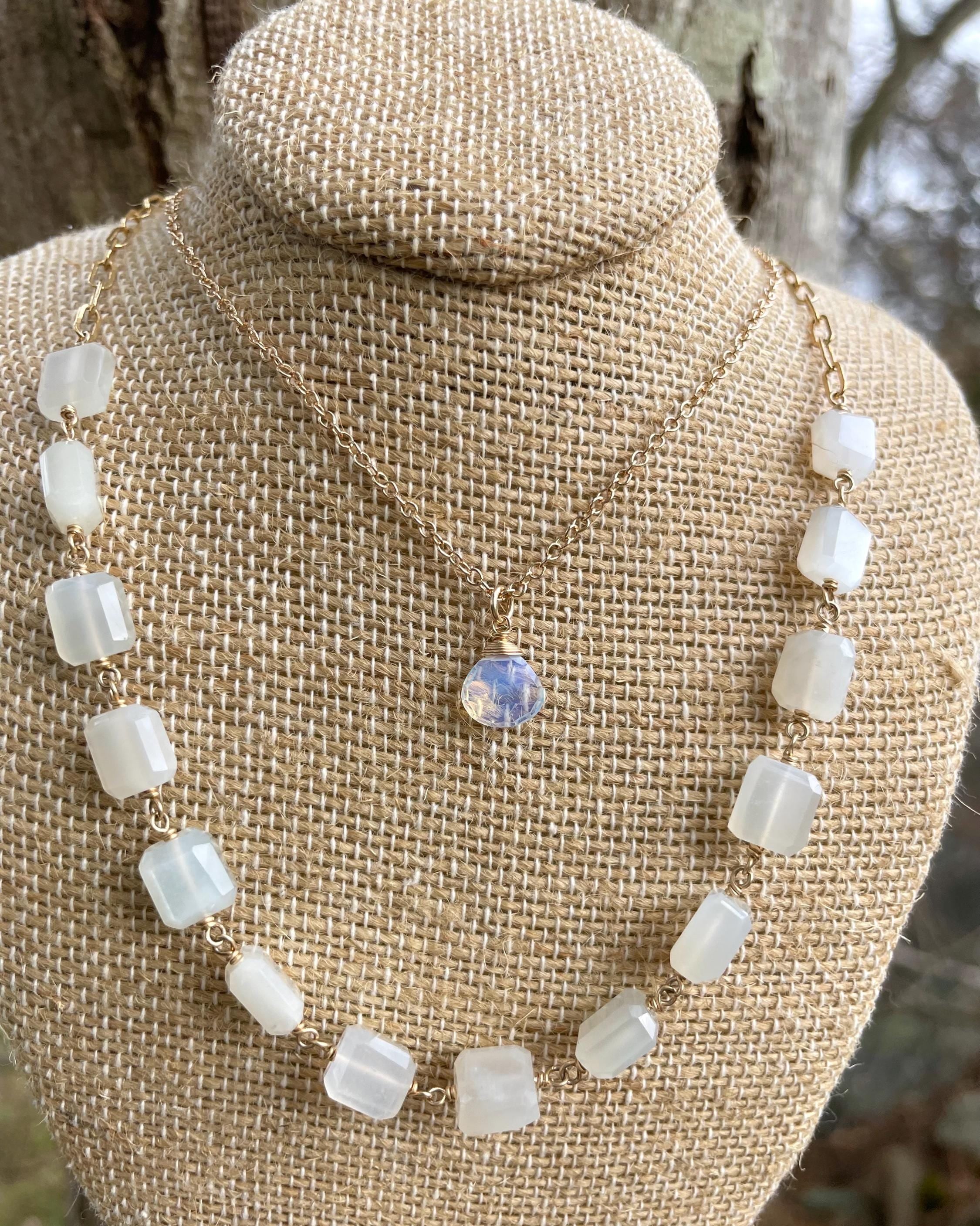 Opalite Gem Drop Necklace by Hannah May Jewelry
