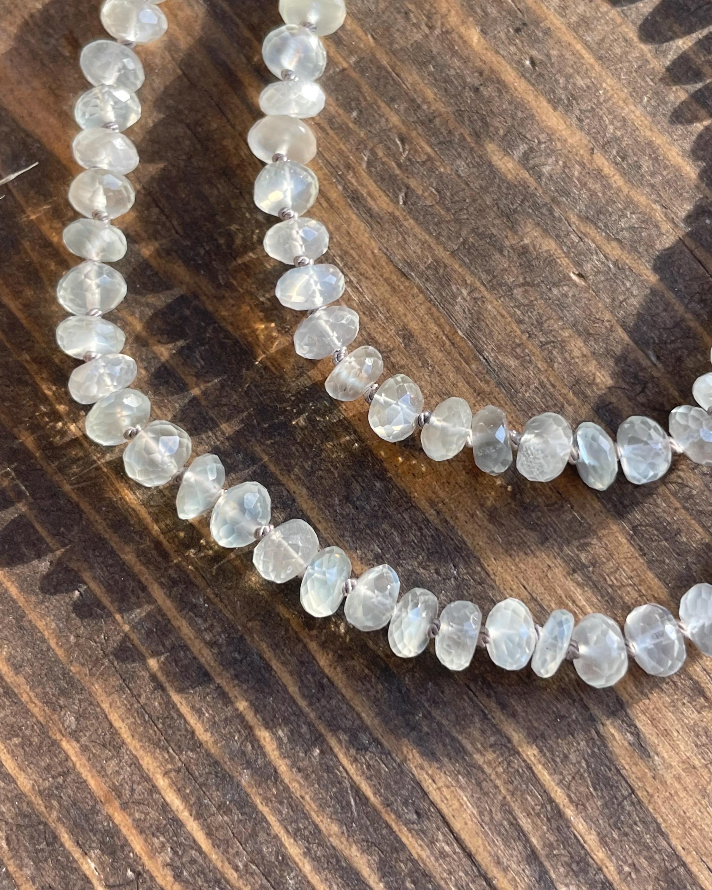 White Moonstone Silk Knotted Necklace Hannah May Jewelry