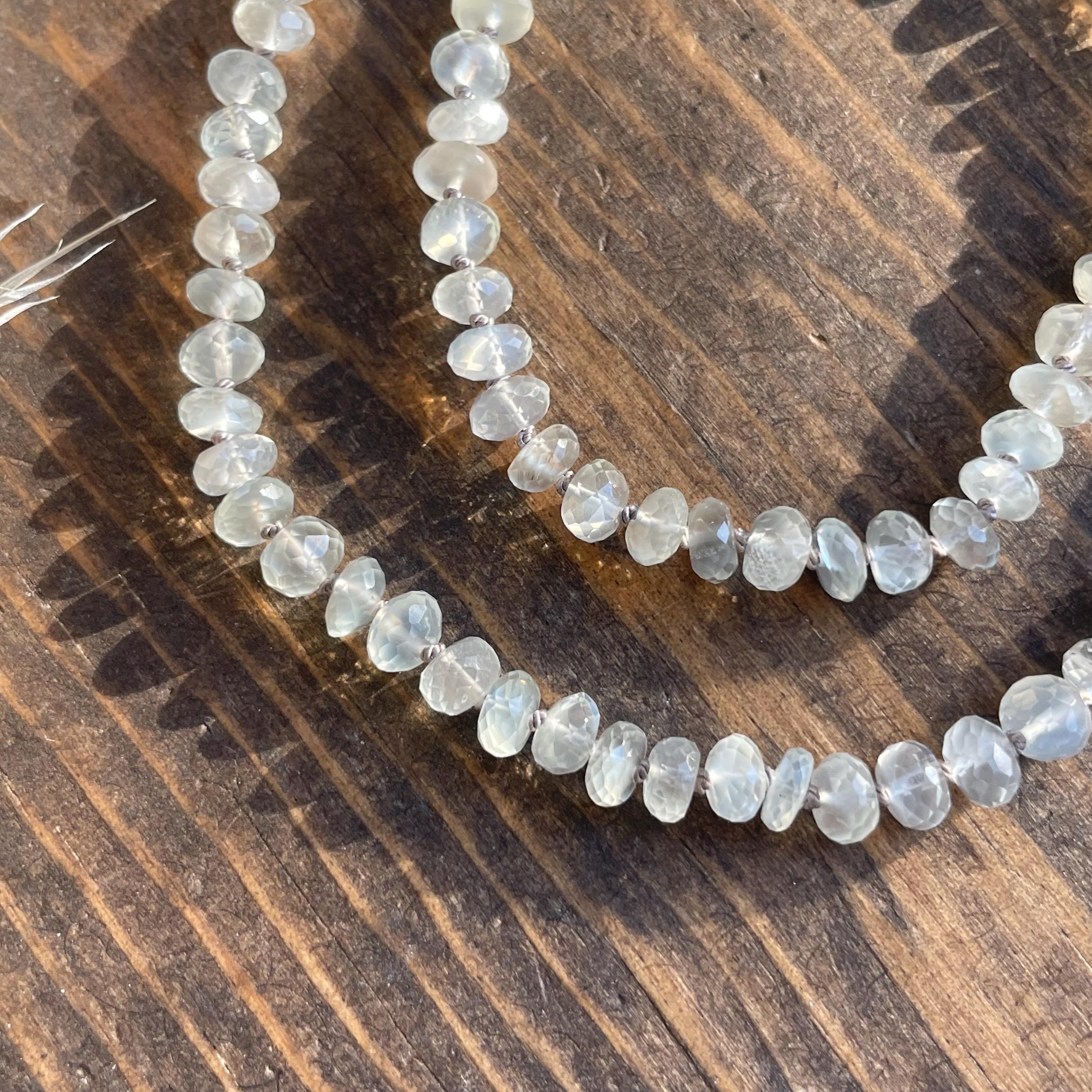 White Moonstone Silk Knotted Necklace Hannah May Jewelry