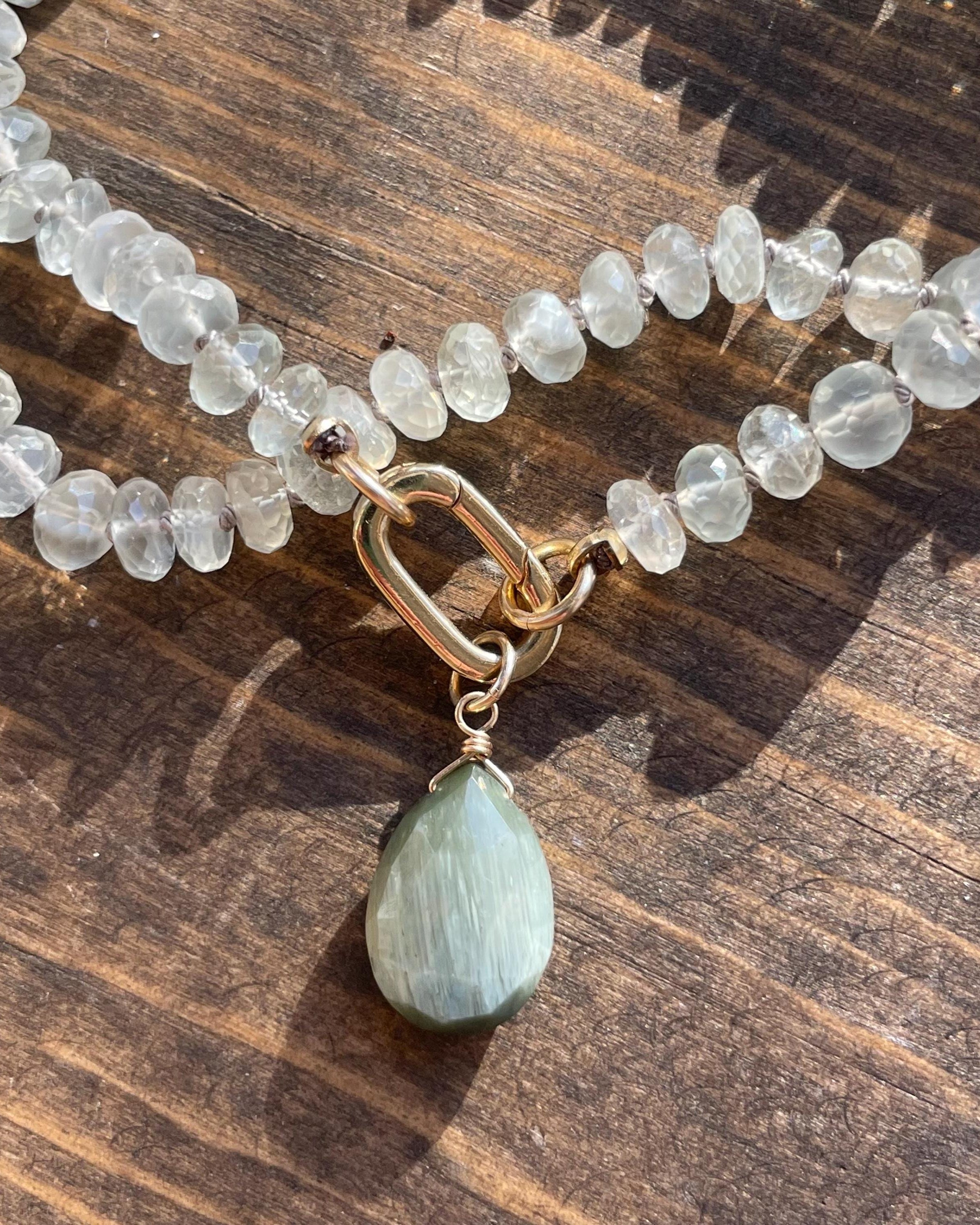 White Moonstone Silk Knotted Necklace Hannah May Jewelry