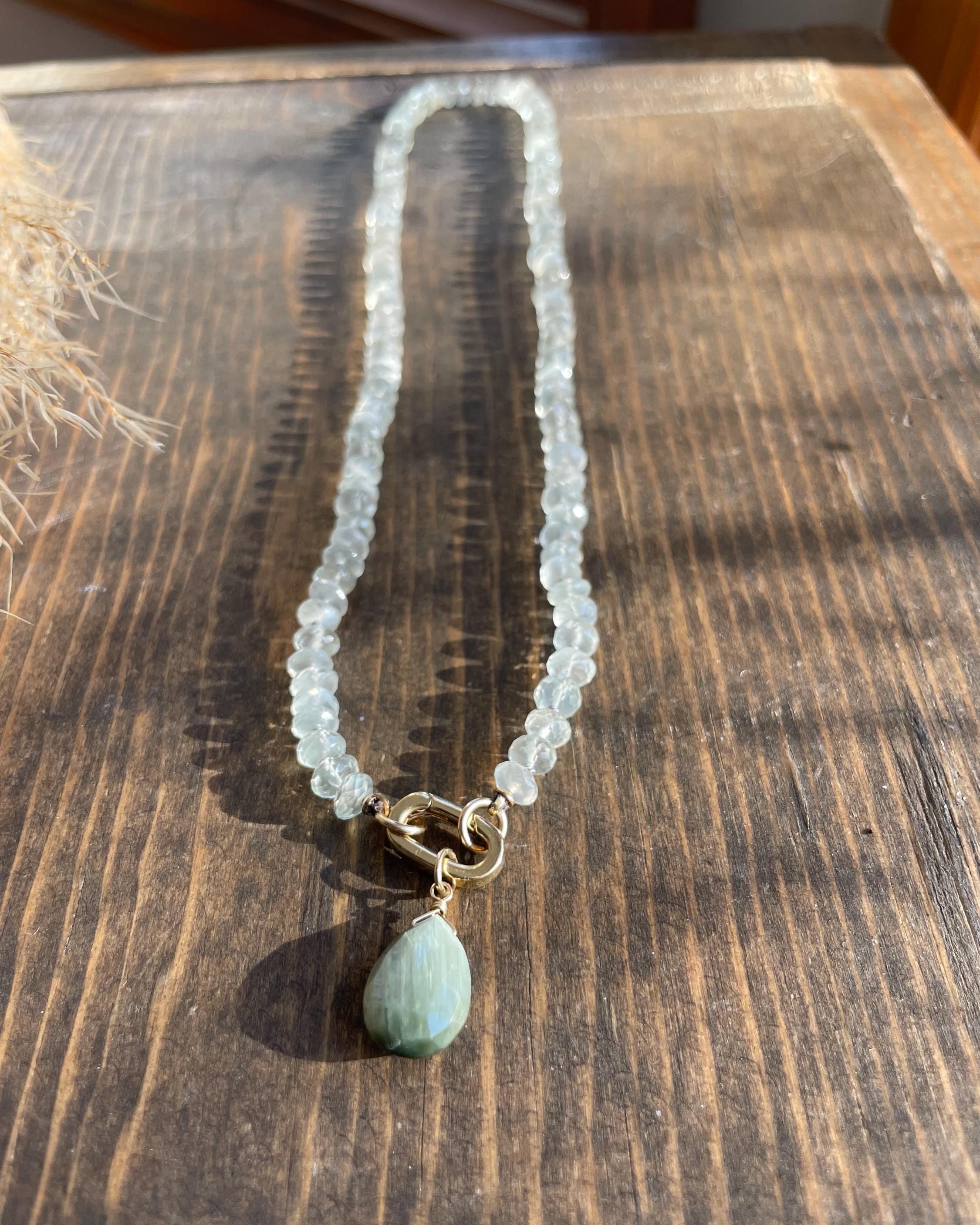 White Moonstone Silk Knotted Necklace by Hannah May Jewelry