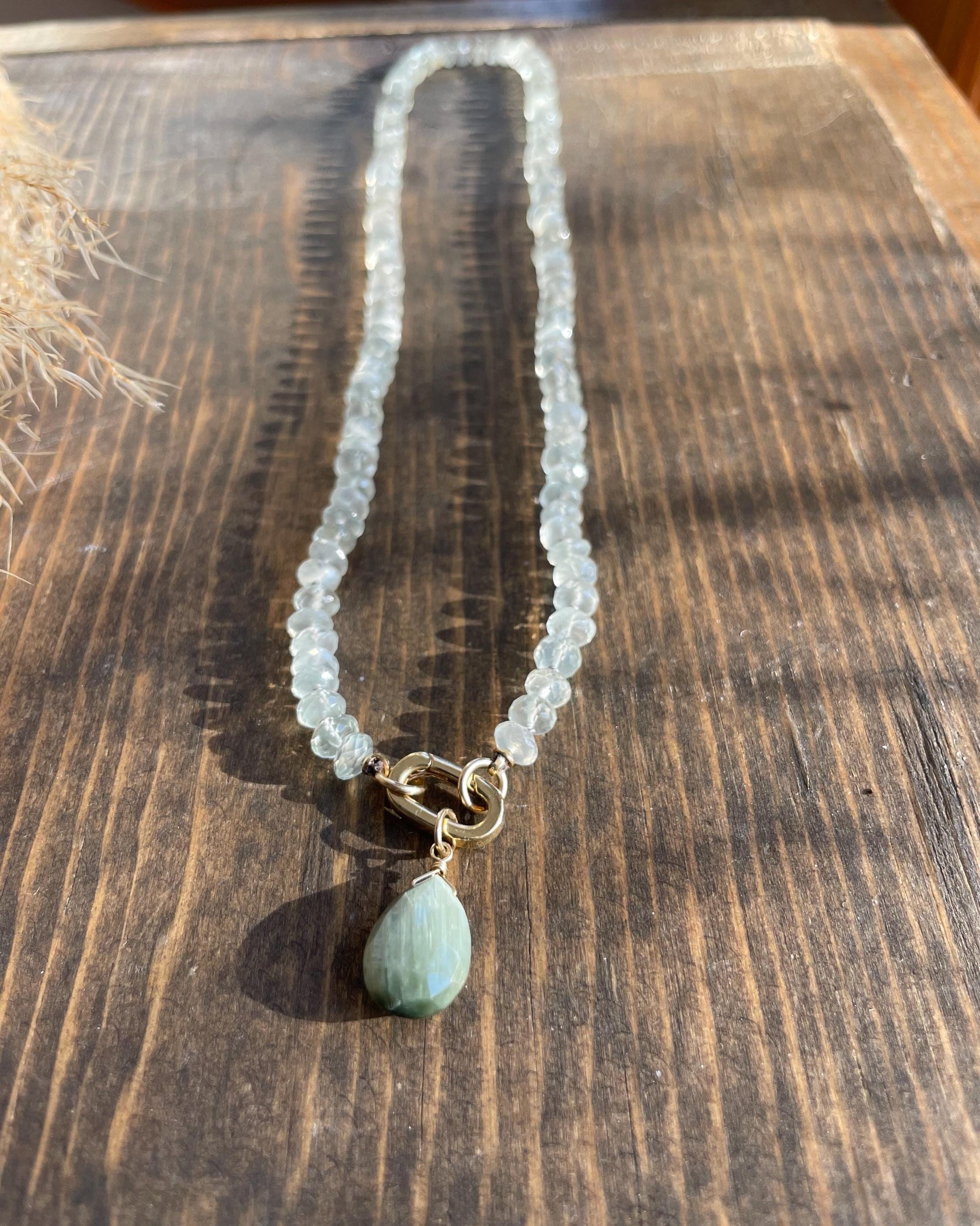 White Moonstone Silk Knotted Necklace Hannah May Jewelry