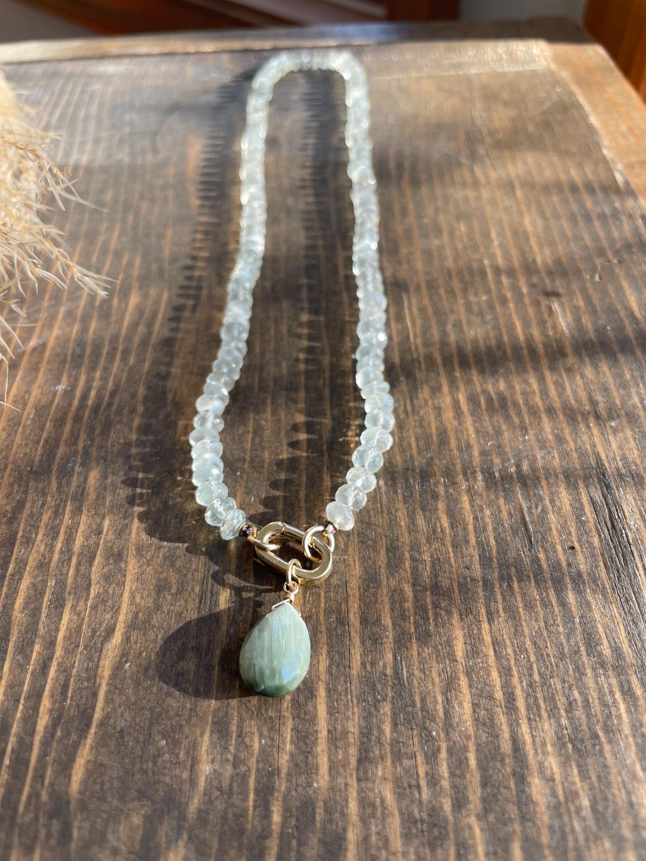 White Moonstone Silk Knotted Necklace Hannah May Jewelry