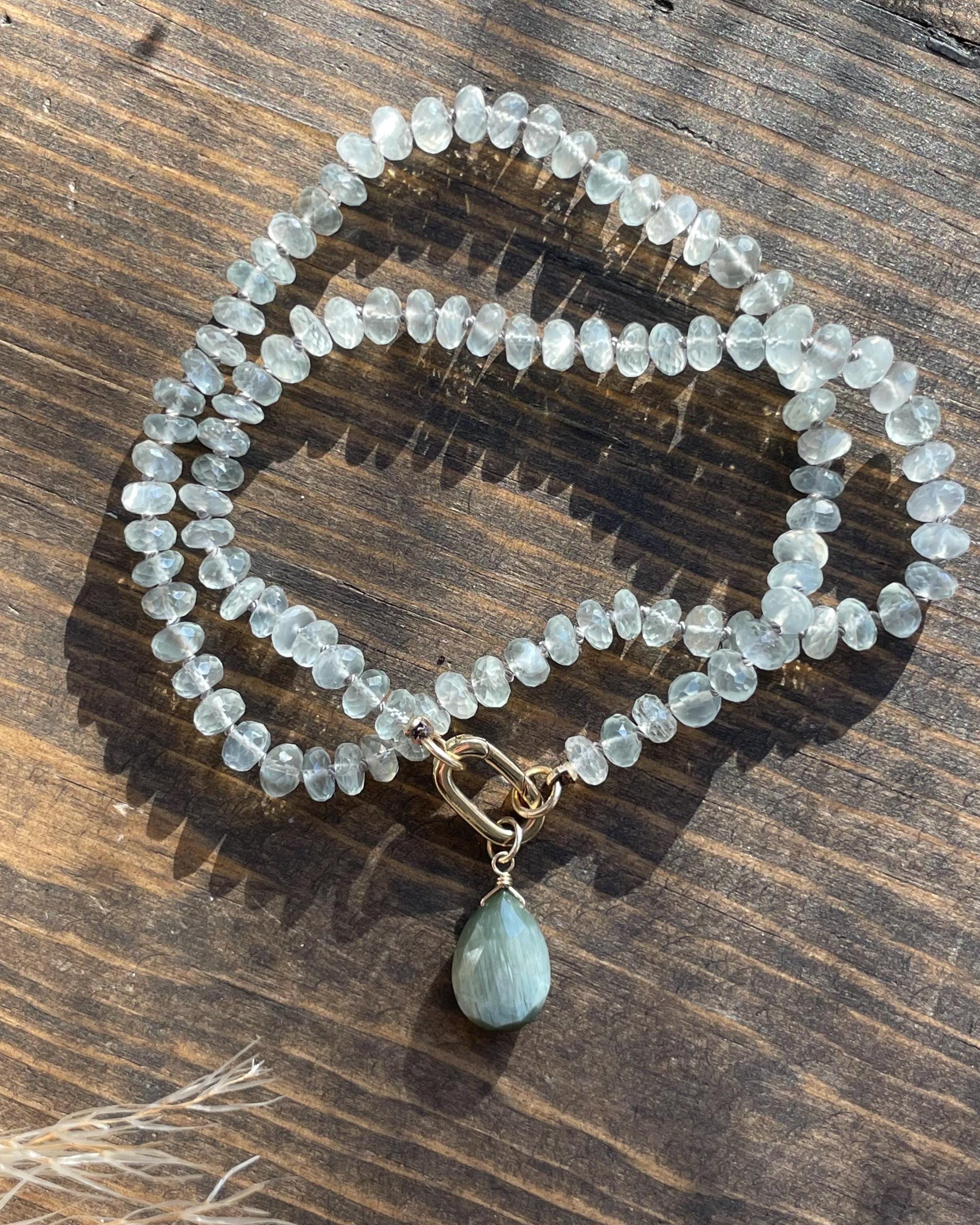 White Moonstone Silk Knotted Necklace Hannah May Jewelry