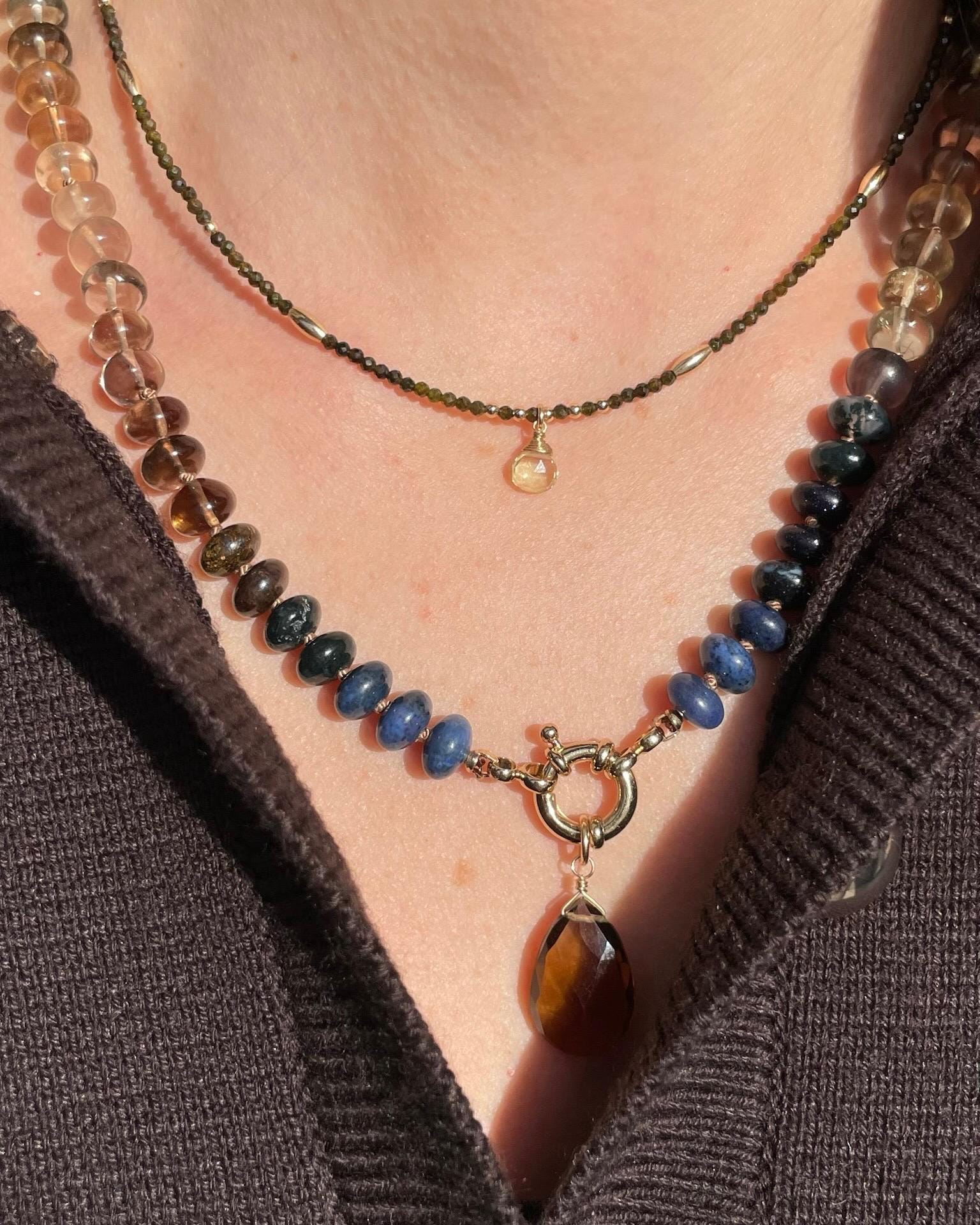 Neutral Silk Knotted Gemstone Necklace Hannah May Jewelry