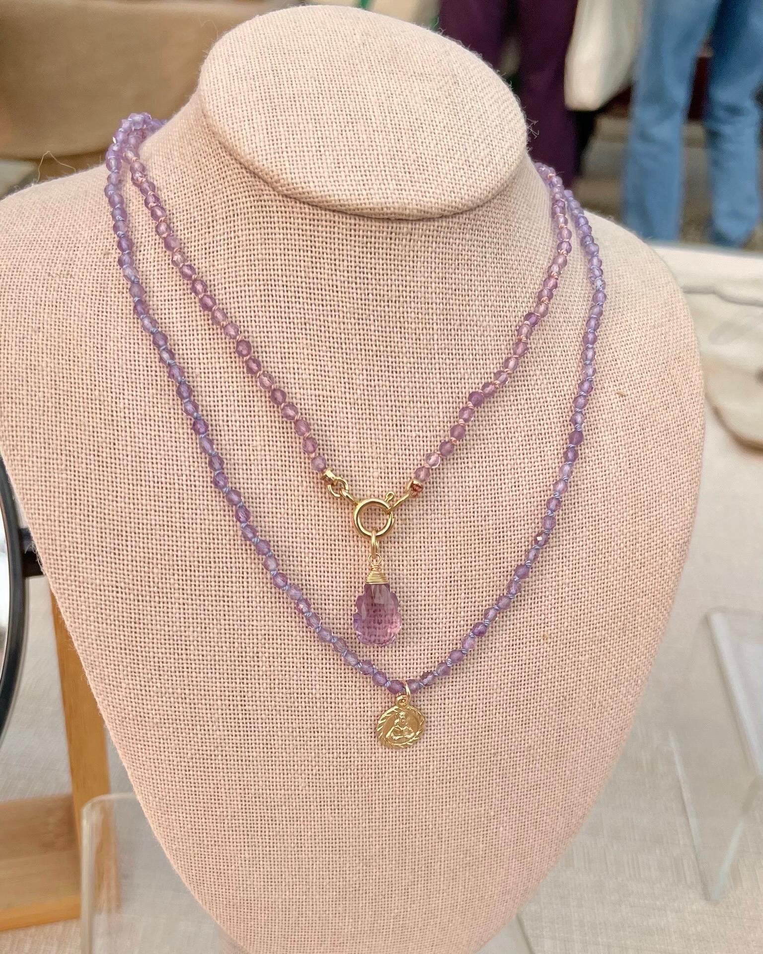 Dainty 2mm Silk Knotted Gemstone Necklace Hannah May Jewelry