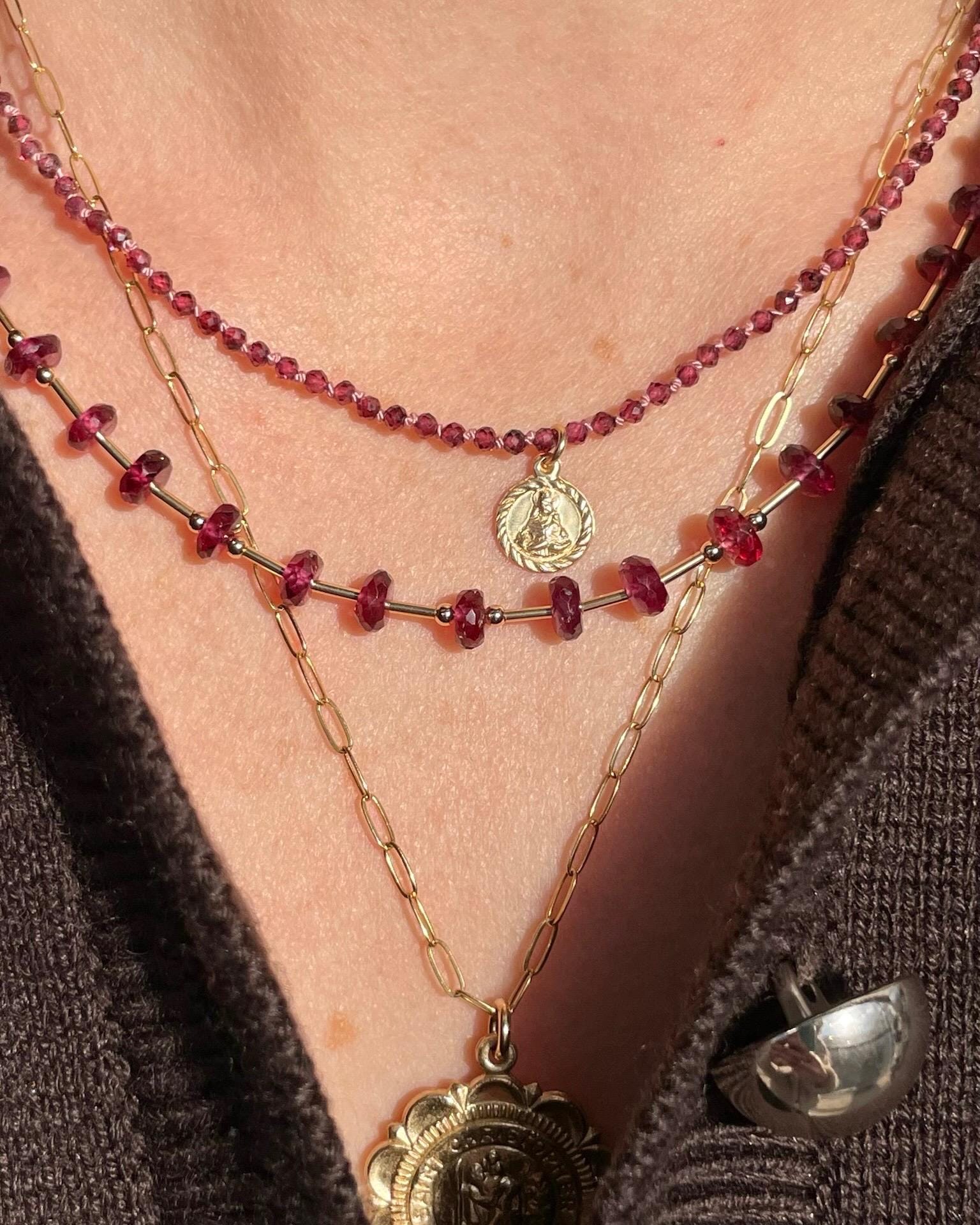 Dainty 2mm Silk Knotted Gemstone Necklace Hannah May Jewelry