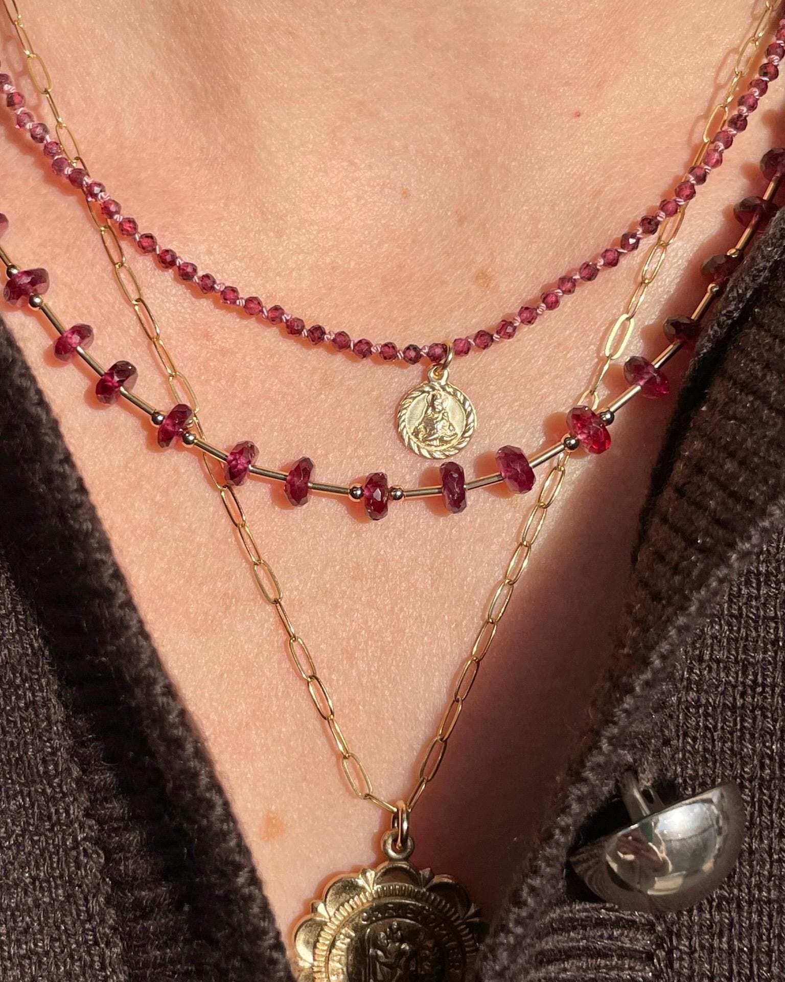 Malaya Garnet Beaded Gold Bar Necklace Hannah May Jewelry