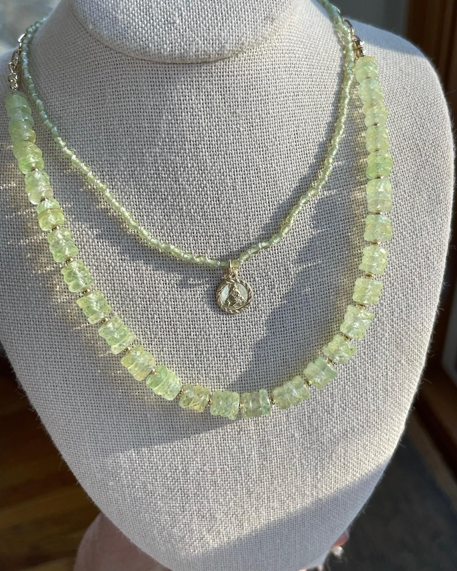 Prehnite Necklace Faceted Heishi Hannah May Jewelry
