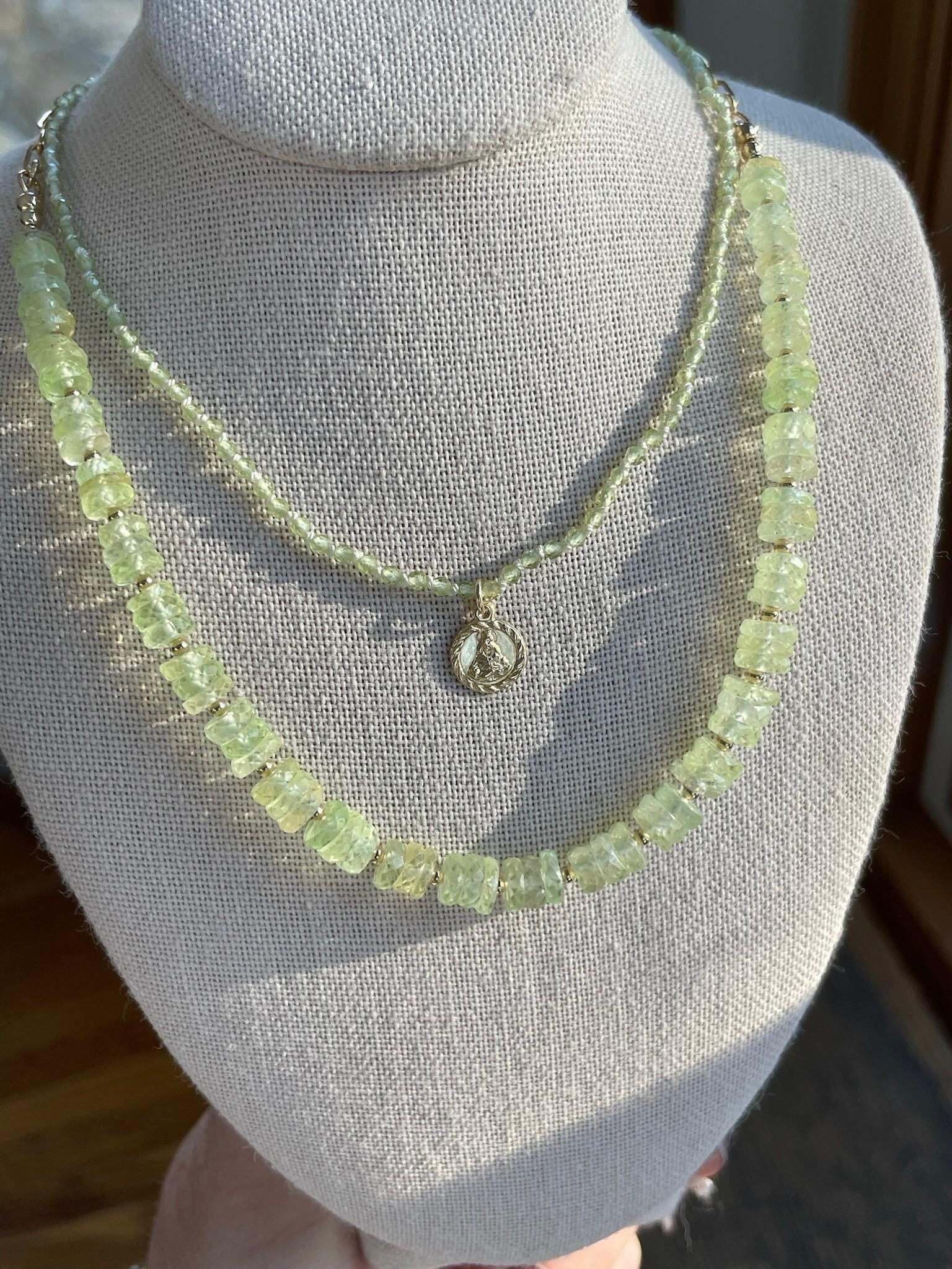 Prehnite Heishi Necklace by Hannah May Jewelry