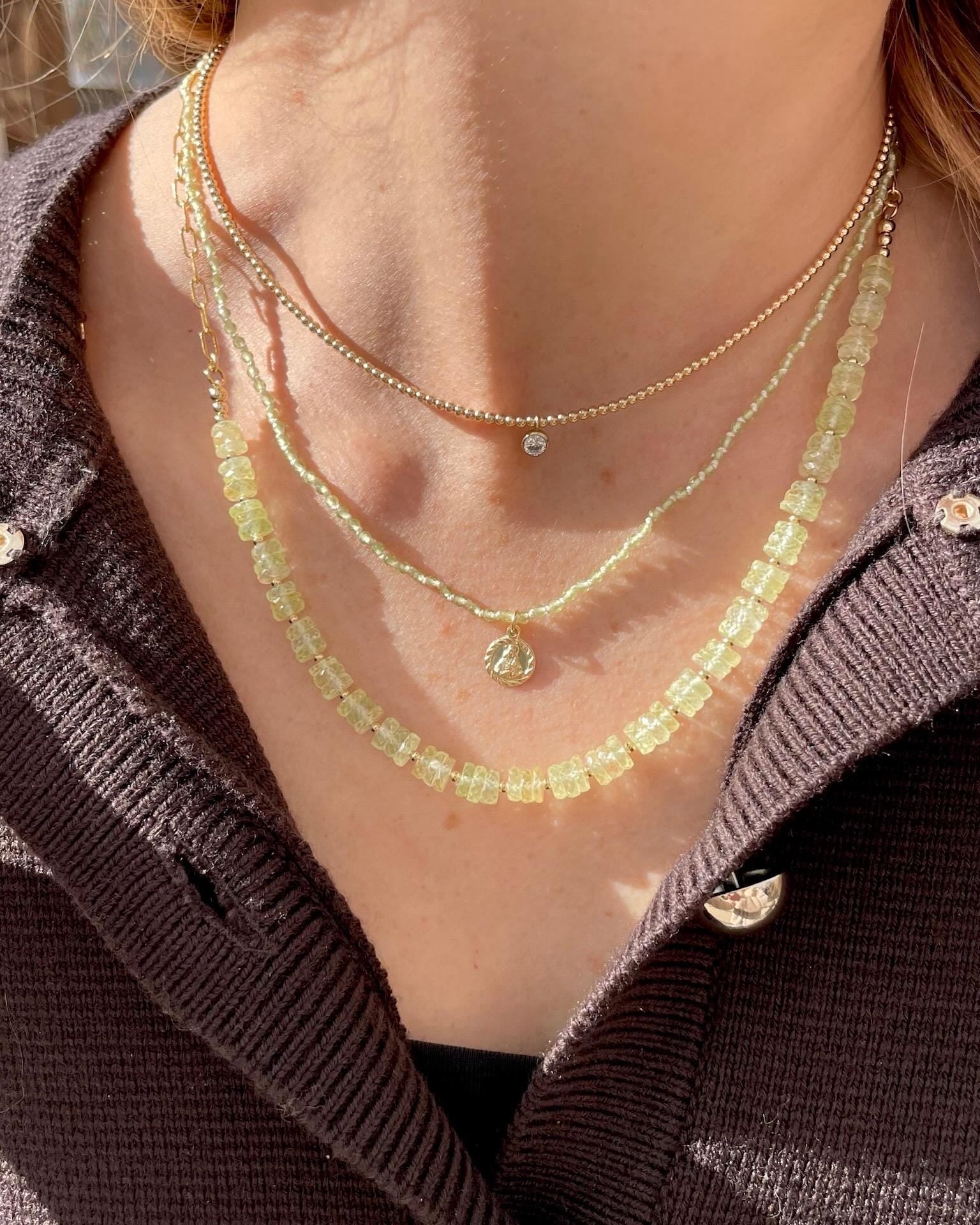 Prehnite Necklace Faceted Heishi Hannah May Jewelry