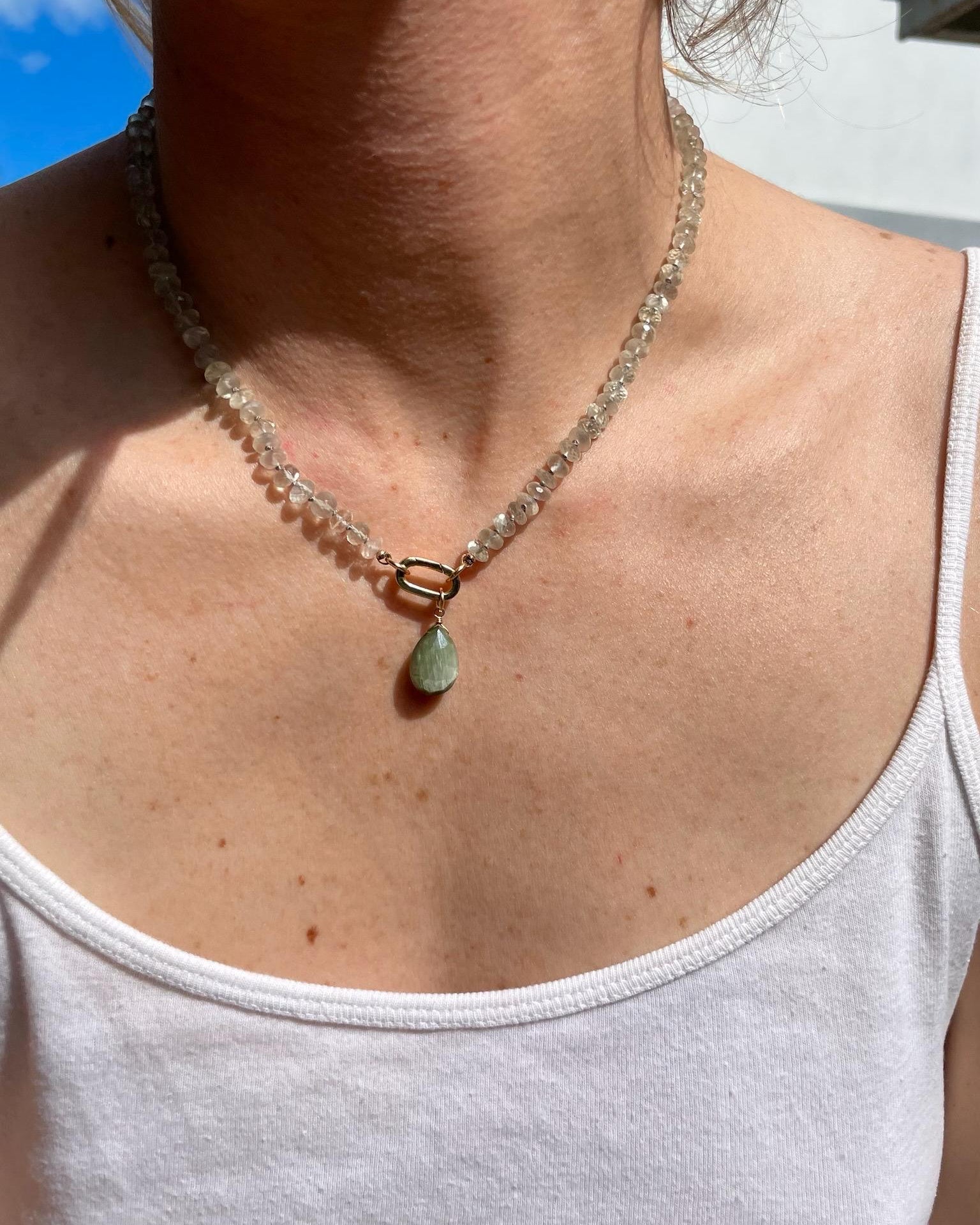 White Moonstone Silk Knotted Necklace by Hannah May Jewelry