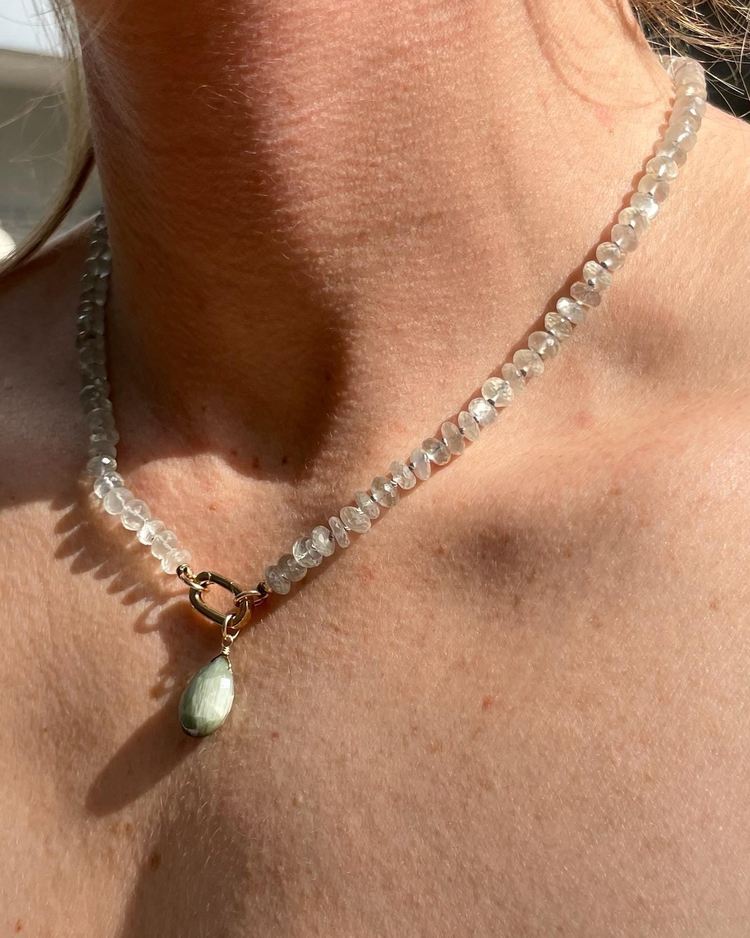 White Moonstone Silk Knotted Necklace Hannah May Jewelry