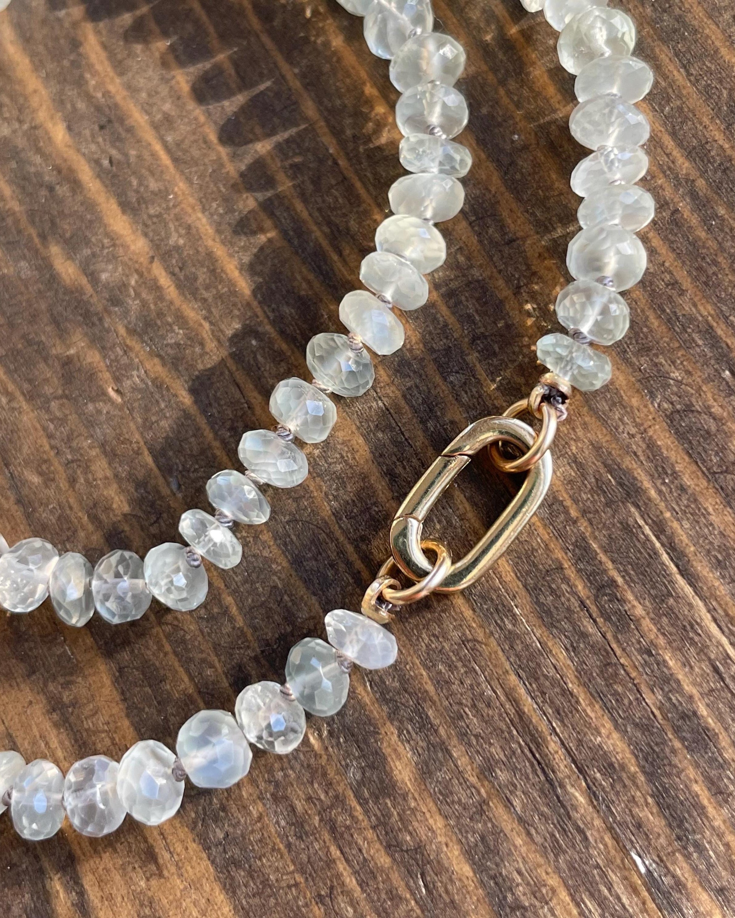 White Moonstone Silk Knotted Necklace Hannah May Jewelry