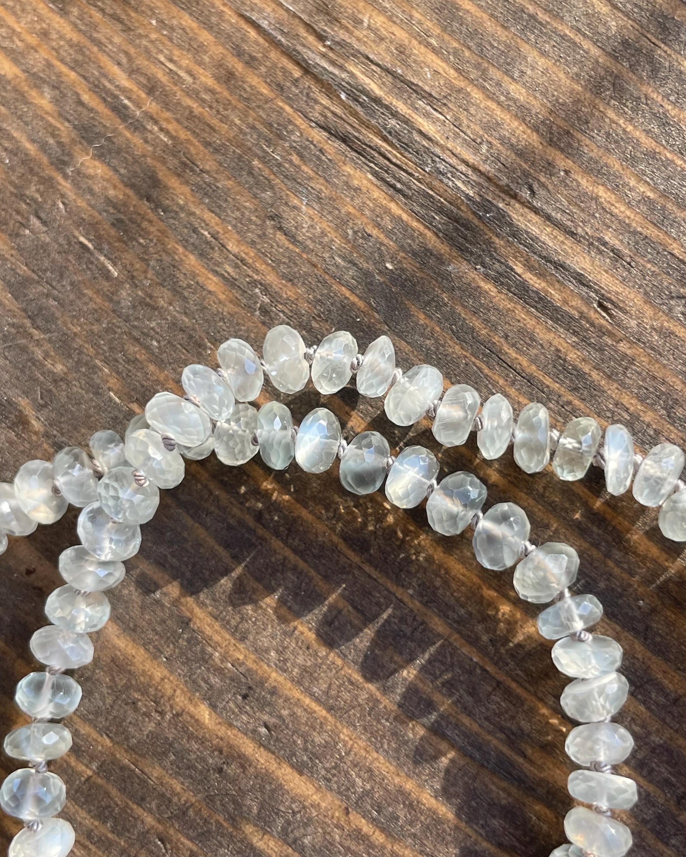 White Moonstone Silk Knotted Necklace Hannah May Jewelry